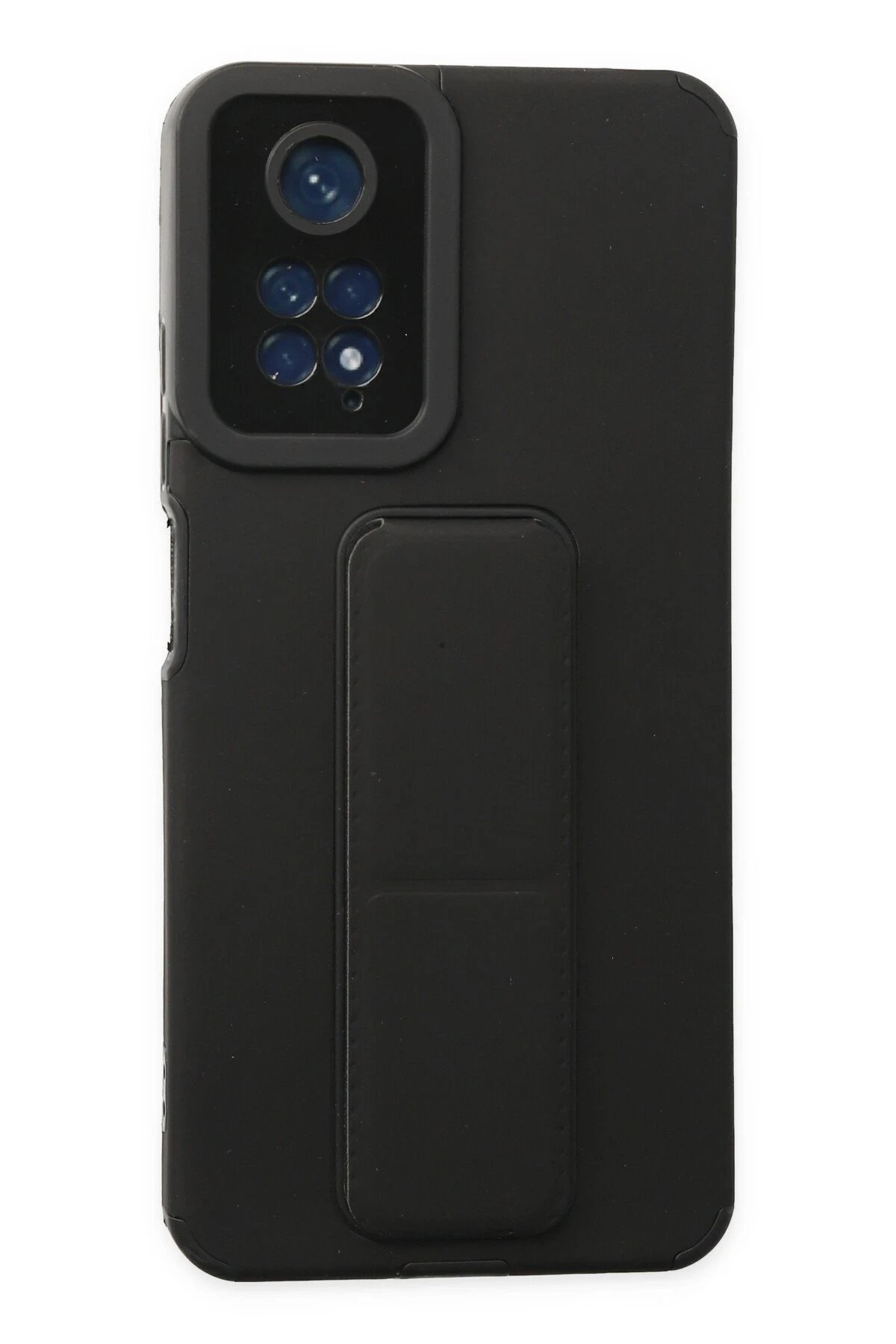 Newface Xiaomi Redmi Note 11 Kılıf Mega Standlı Silikon - Siyah