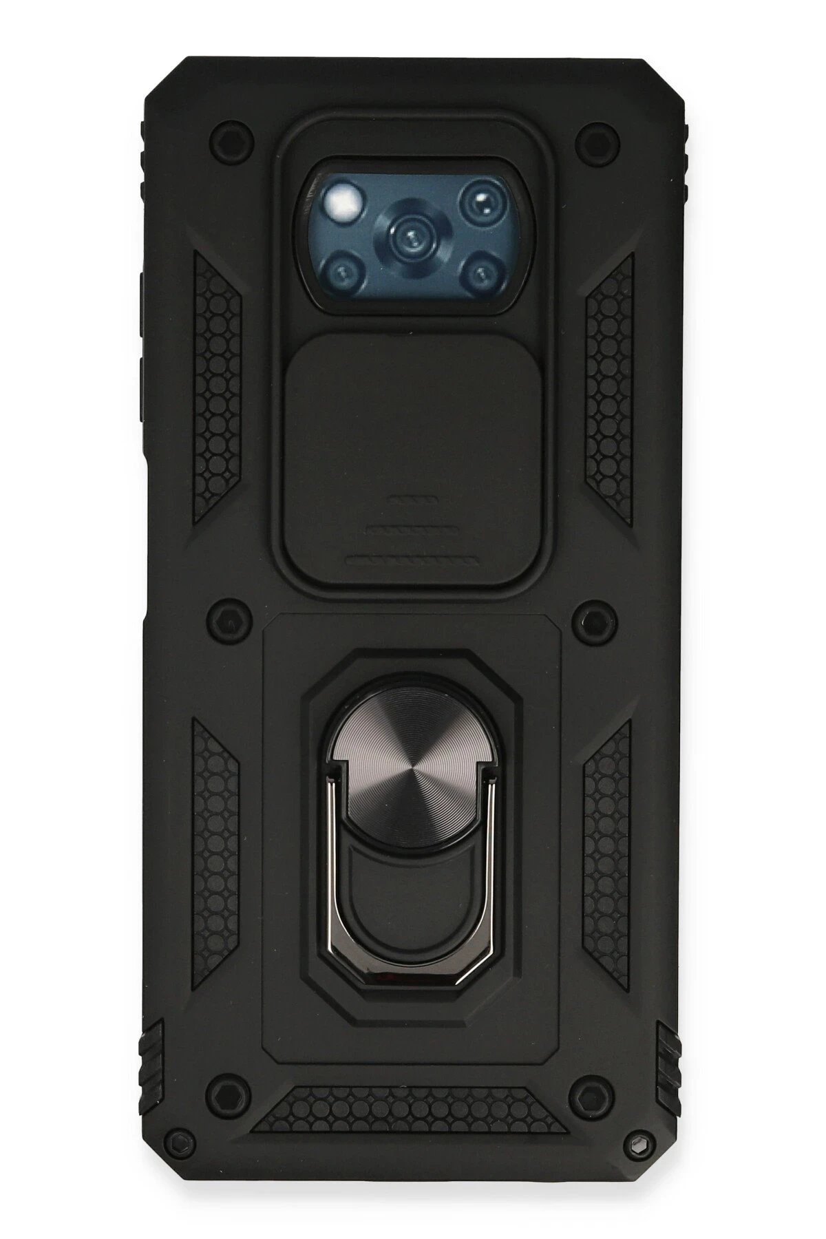 Newface Xiaomi Pocophone X3 Kılıf Pars Lens Yüzüklü Silikon - Siyah