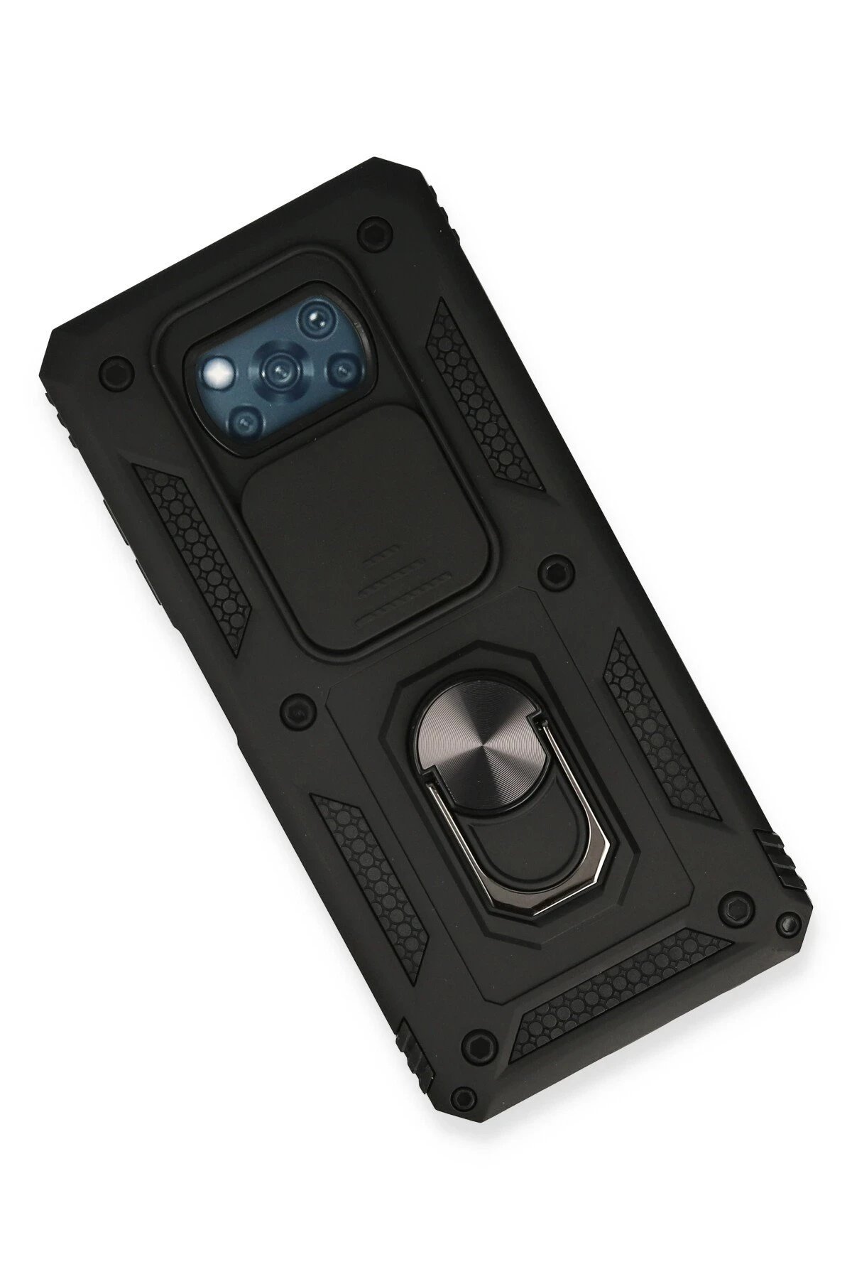 Newface Xiaomi Pocophone X3 Kılıf Pars Lens Yüzüklü Silikon - Siyah