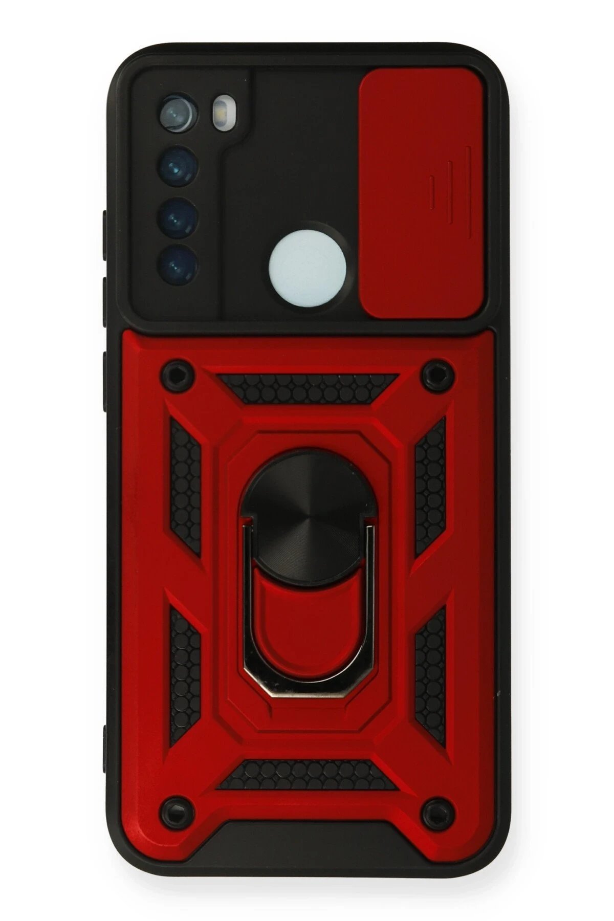 Newface Xiaomi Redmi Note 8 Kılıf Pars Lens Yüzüklü Silikon - Kırmızı