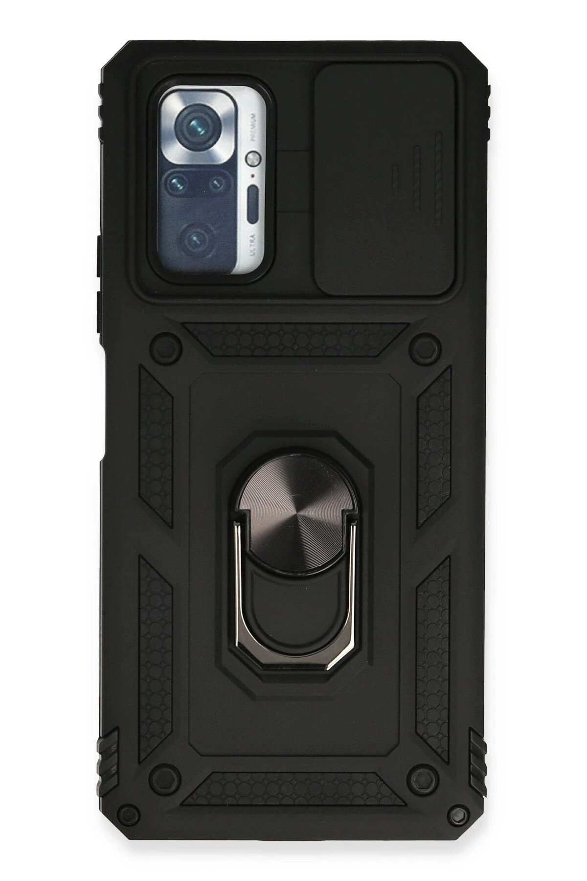 Newface Xiaomi Redmi Note 10 Pro Kılıf Pars Lens Yüzüklü Silikon - Siyah