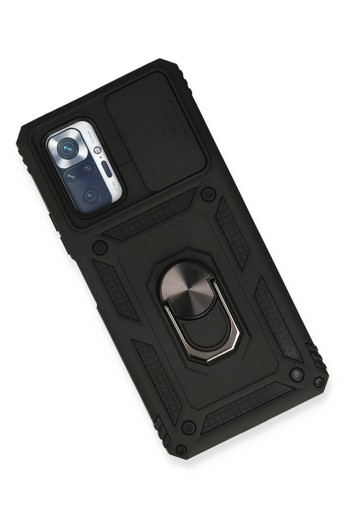 Newface Xiaomi Redmi Note 10 Pro Kılıf Pars Lens Yüzüklü Silikon - Siyah