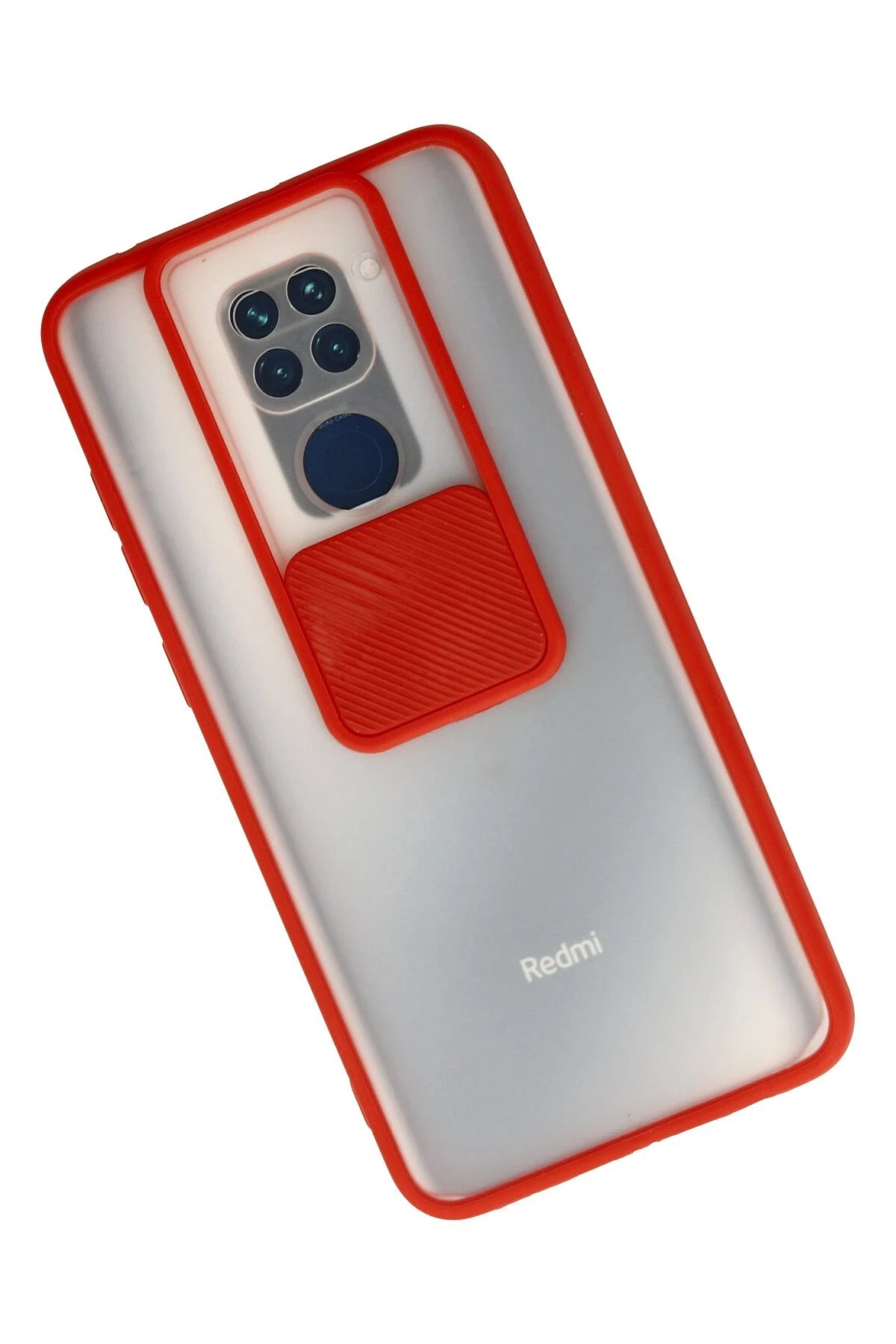 Newface Xiaomi Redmi Note 9 Kılıf Palm Buzlu Kamera Sürgülü Silikon - Kırmızı