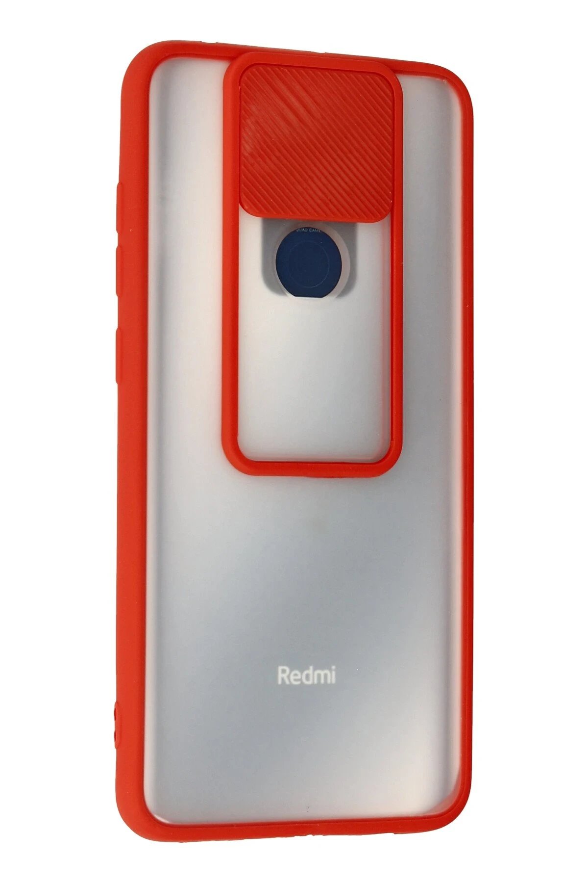 Newface Xiaomi Redmi Note 9 Kılıf Palm Buzlu Kamera Sürgülü Silikon - Kırmızı