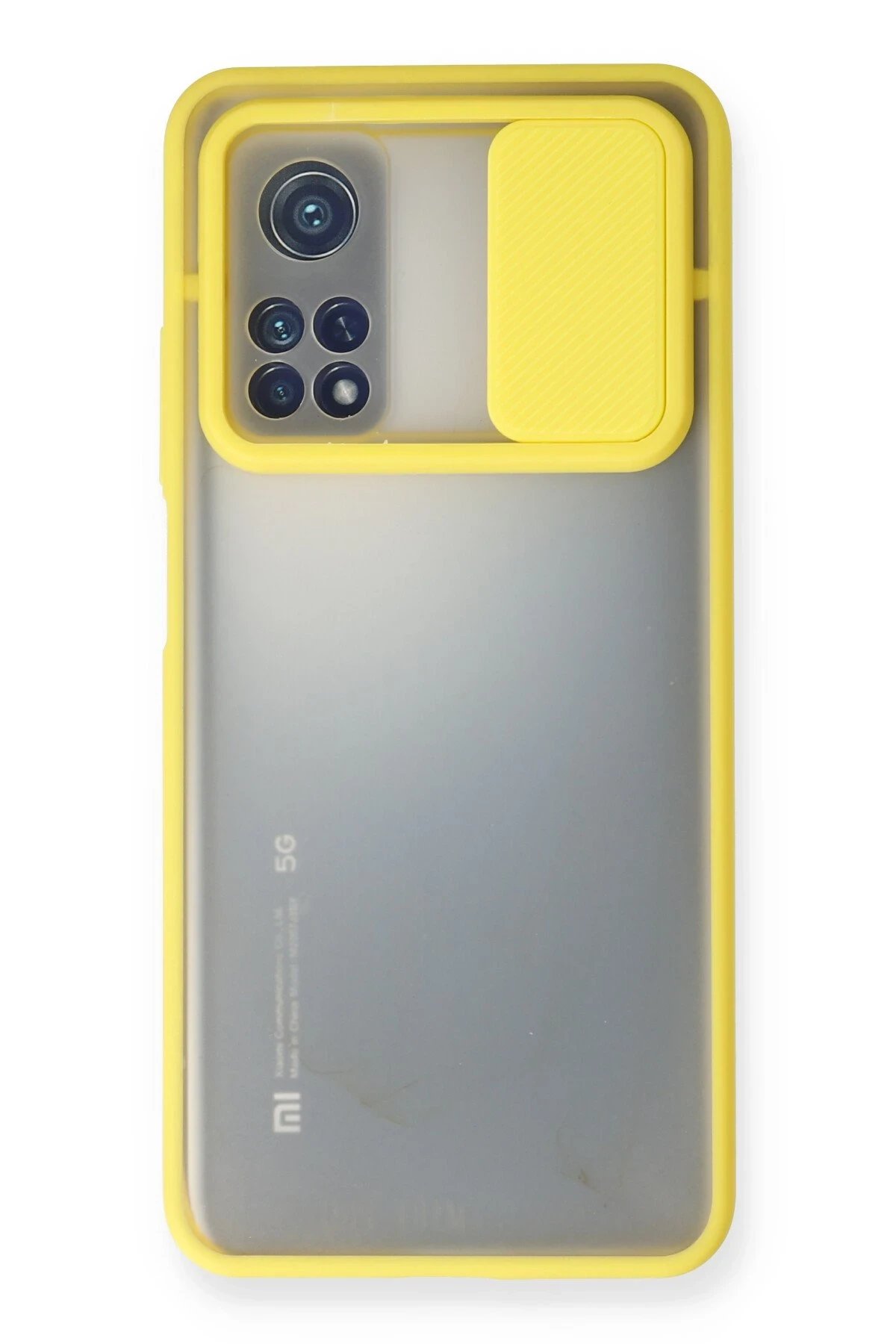 Newface Xiaomi Mi 10T Kılıf Palm Buzlu Kamera Sürgülü Silikon - Sarı