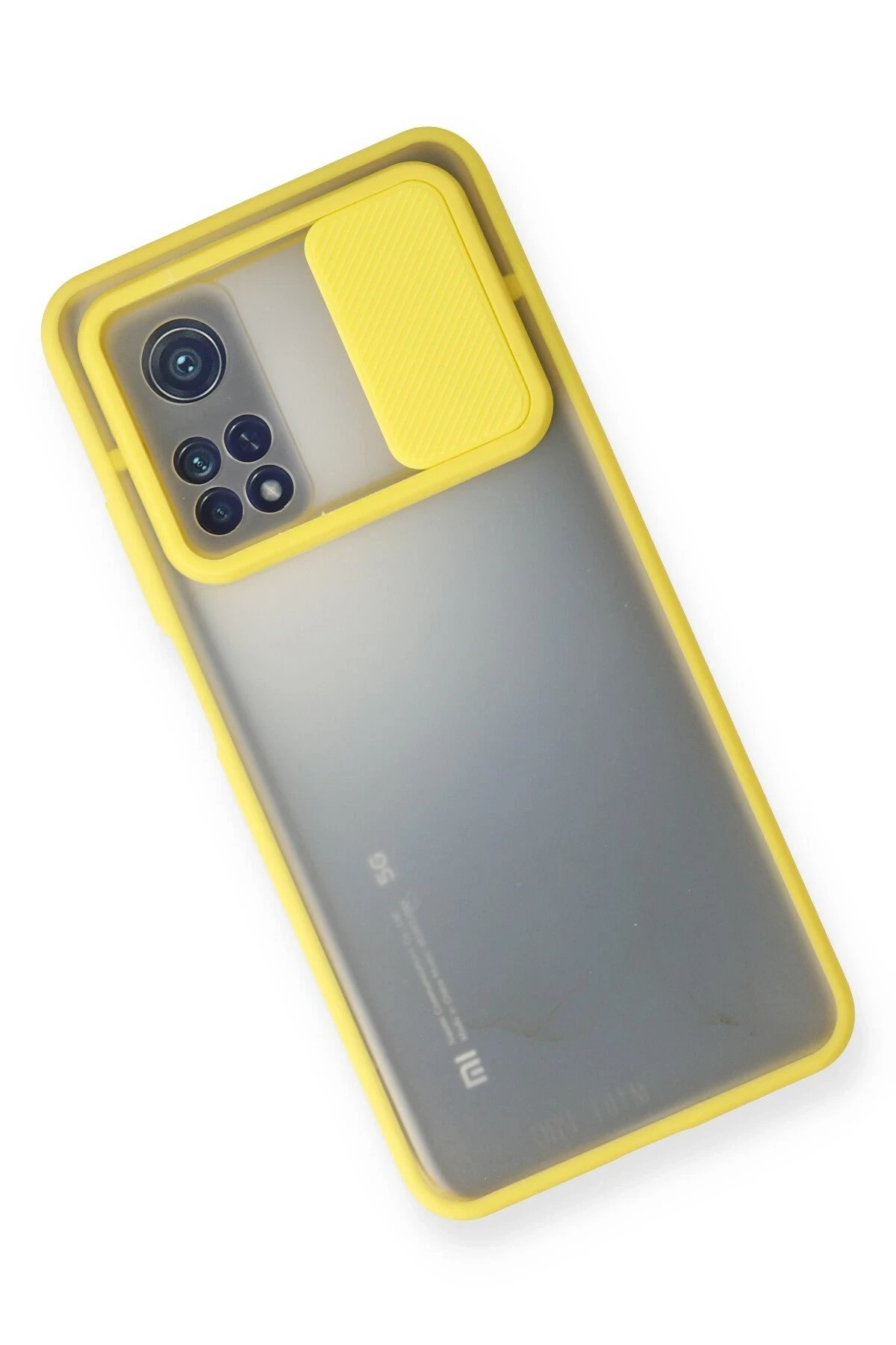 Newface Xiaomi Mi 10T Kılıf Palm Buzlu Kamera Sürgülü Silikon - Sarı