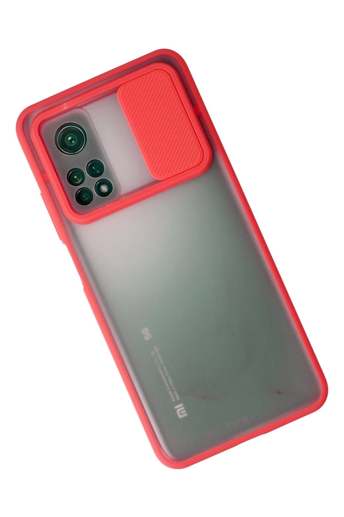 Newface Xiaomi Mi 10T Kılıf Palm Buzlu Kamera Sürgülü Silikon - Kırmızı