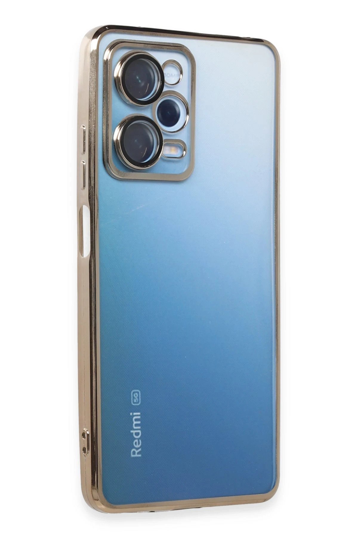 Newface Xiaomi Redmi Note 12 Pro 5G Kılıf Razer Lensli Silikon - Gold