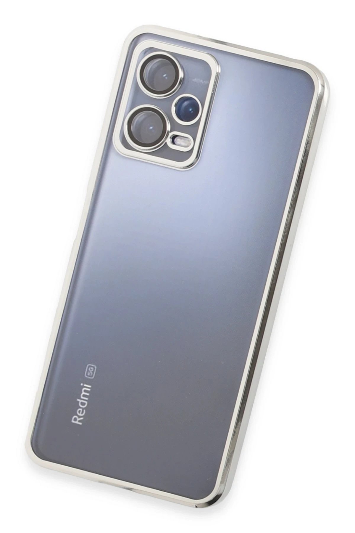 Newface Xiaomi Redmi Note 12 5G Kılıf Razer Lensli Silikon - Gümüş