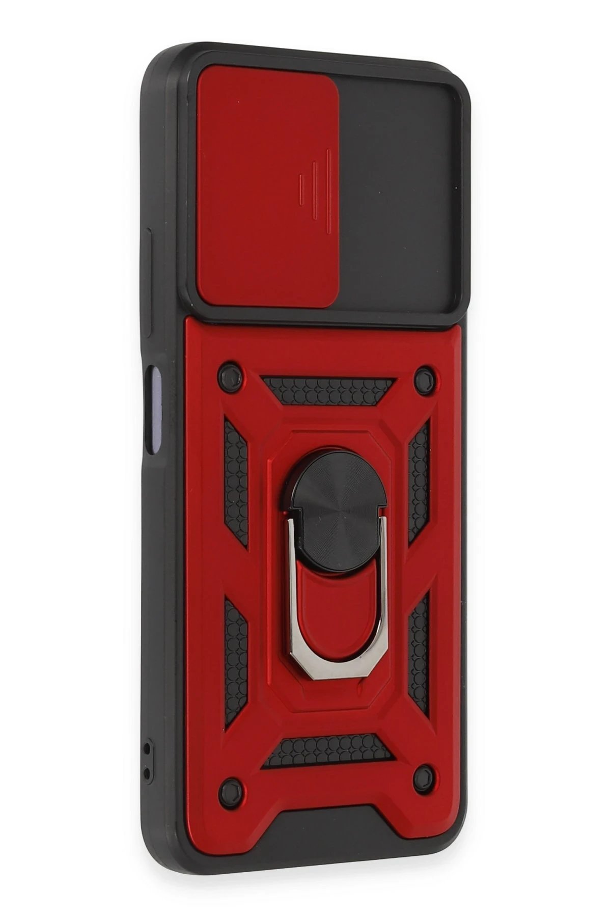 Newface Xiaomi Redmi Note 12 5G Kılıf Pars Lens Yüzüklü Silikon - Kırmızı