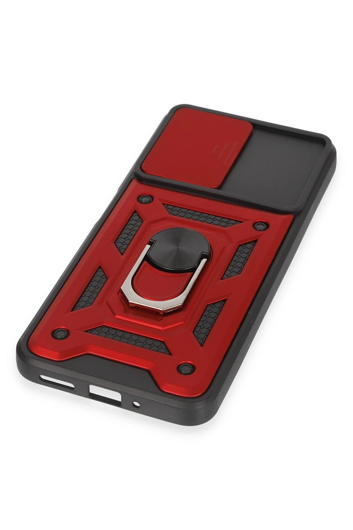 Newface Xiaomi Redmi Note 12 5G Kılıf Pars Lens Yüzüklü Silikon - Kırmızı