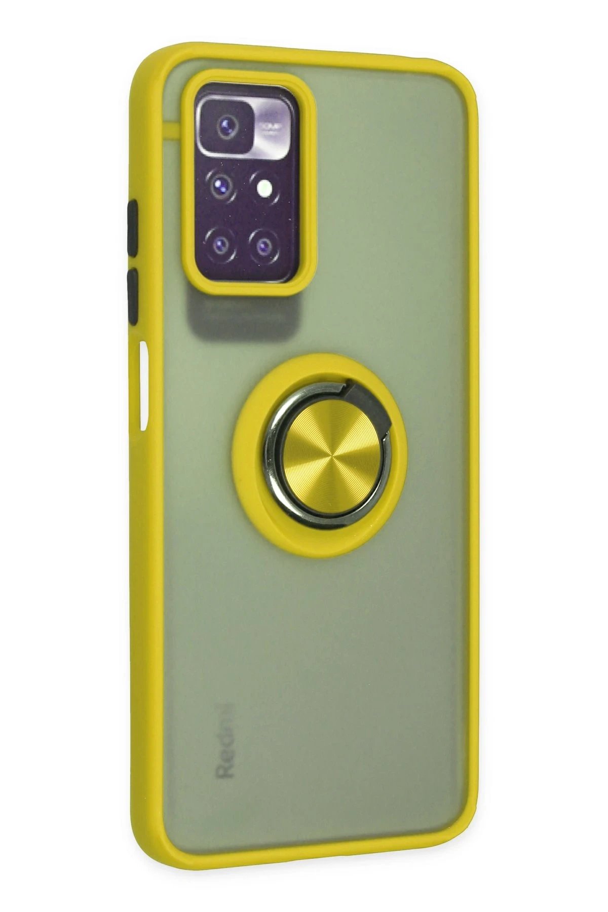 Newface Xiaomi Redmi 10 2022 Kılıf Montreal Yüzüklü Silikon Kapak - Sarı