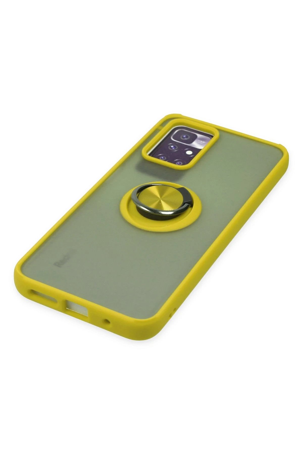 Newface Xiaomi Redmi 10 2022 Kılıf Montreal Yüzüklü Silikon Kapak - Sarı