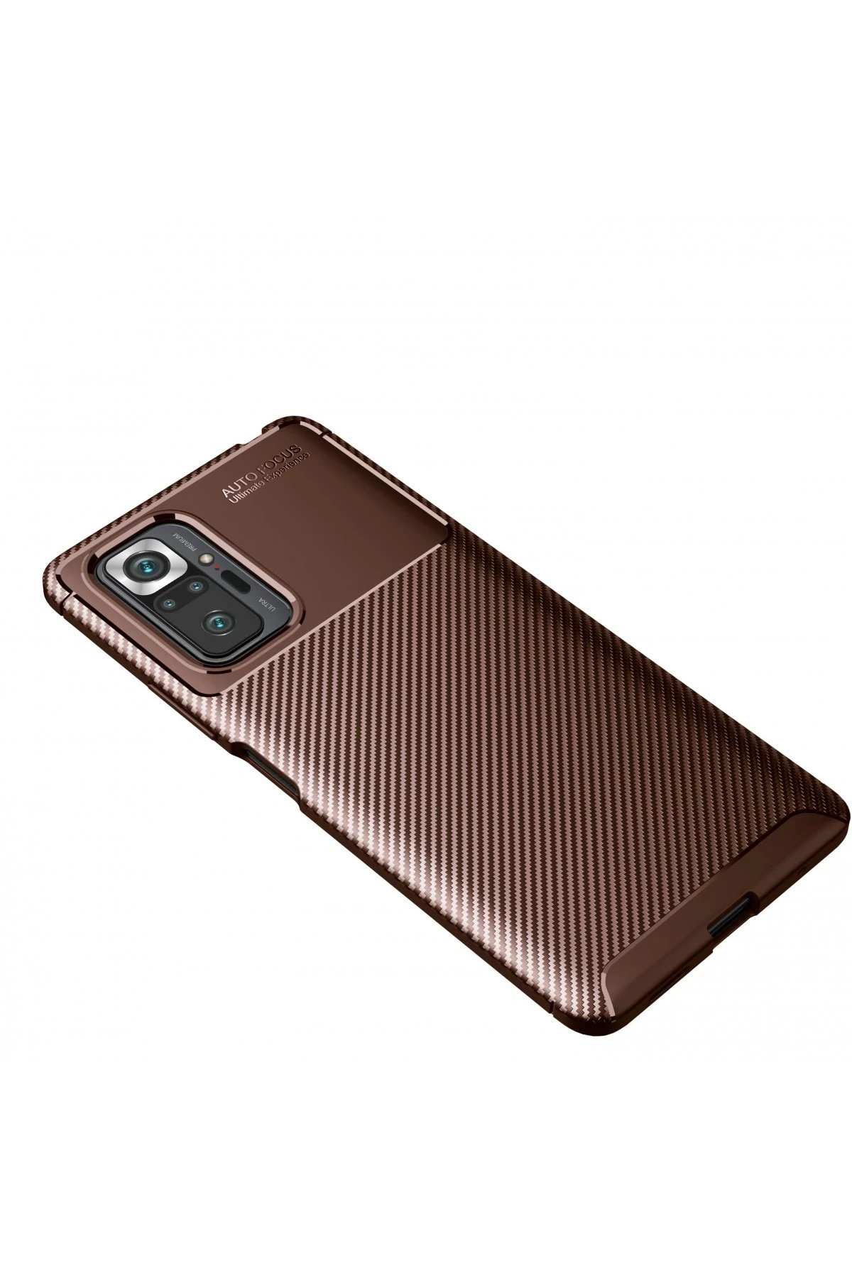 Newface Xiaomi Redmi Note 10 Pro Kılıf Auto Focus Karbon Kapak - Kahverengi