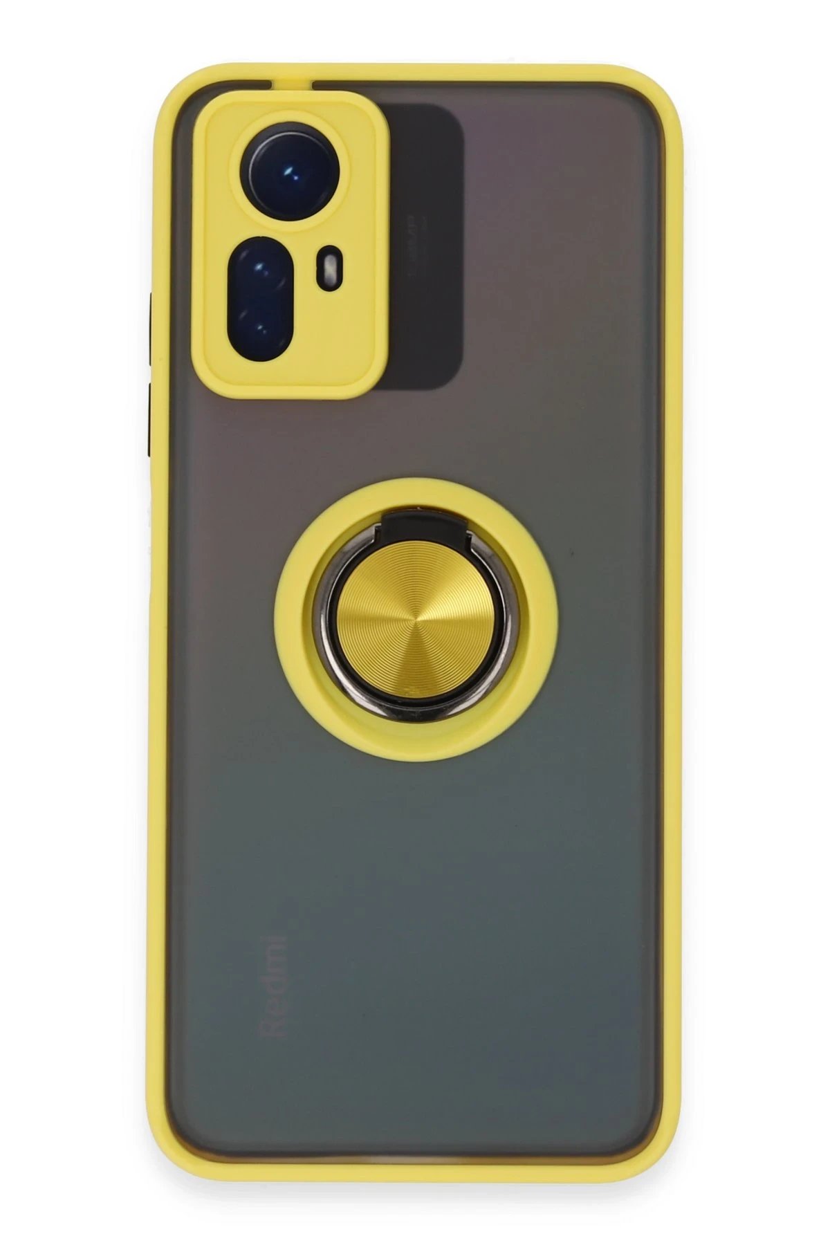 Newface Xiaomi Redmi Note 12S Kılıf Montreal Yüzüklü Silikon Kapak - Sarı