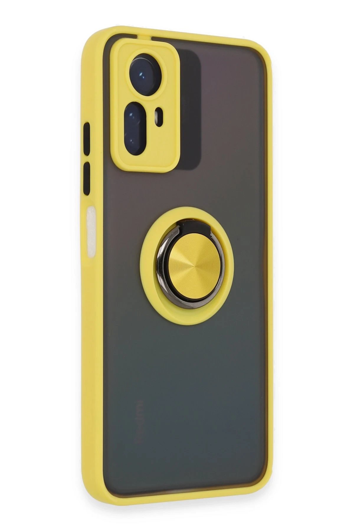 Newface Xiaomi Redmi Note 12S Kılıf Montreal Yüzüklü Silikon Kapak - Sarı