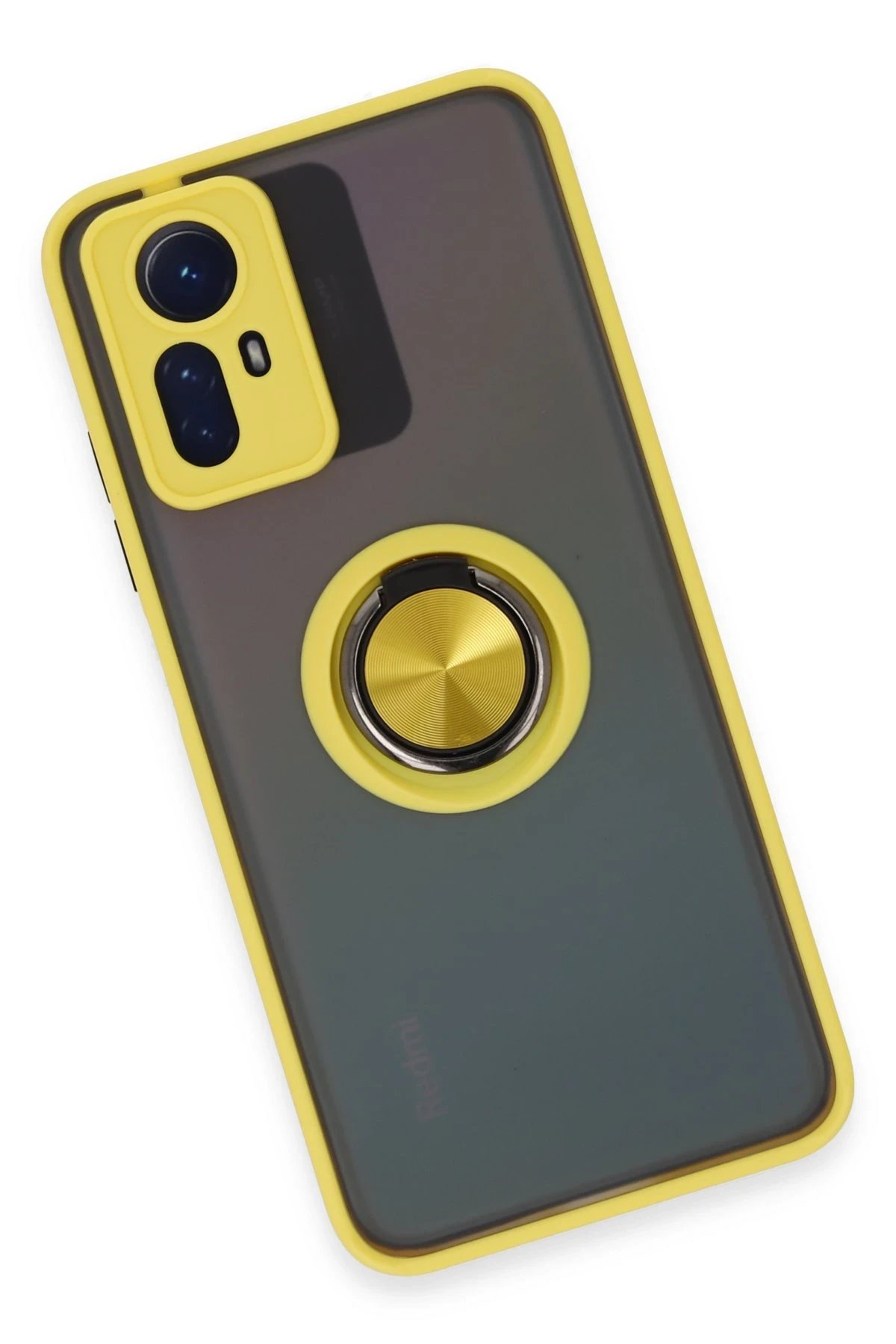 Newface Xiaomi Redmi Note 12S Kılıf Montreal Yüzüklü Silikon Kapak - Sarı