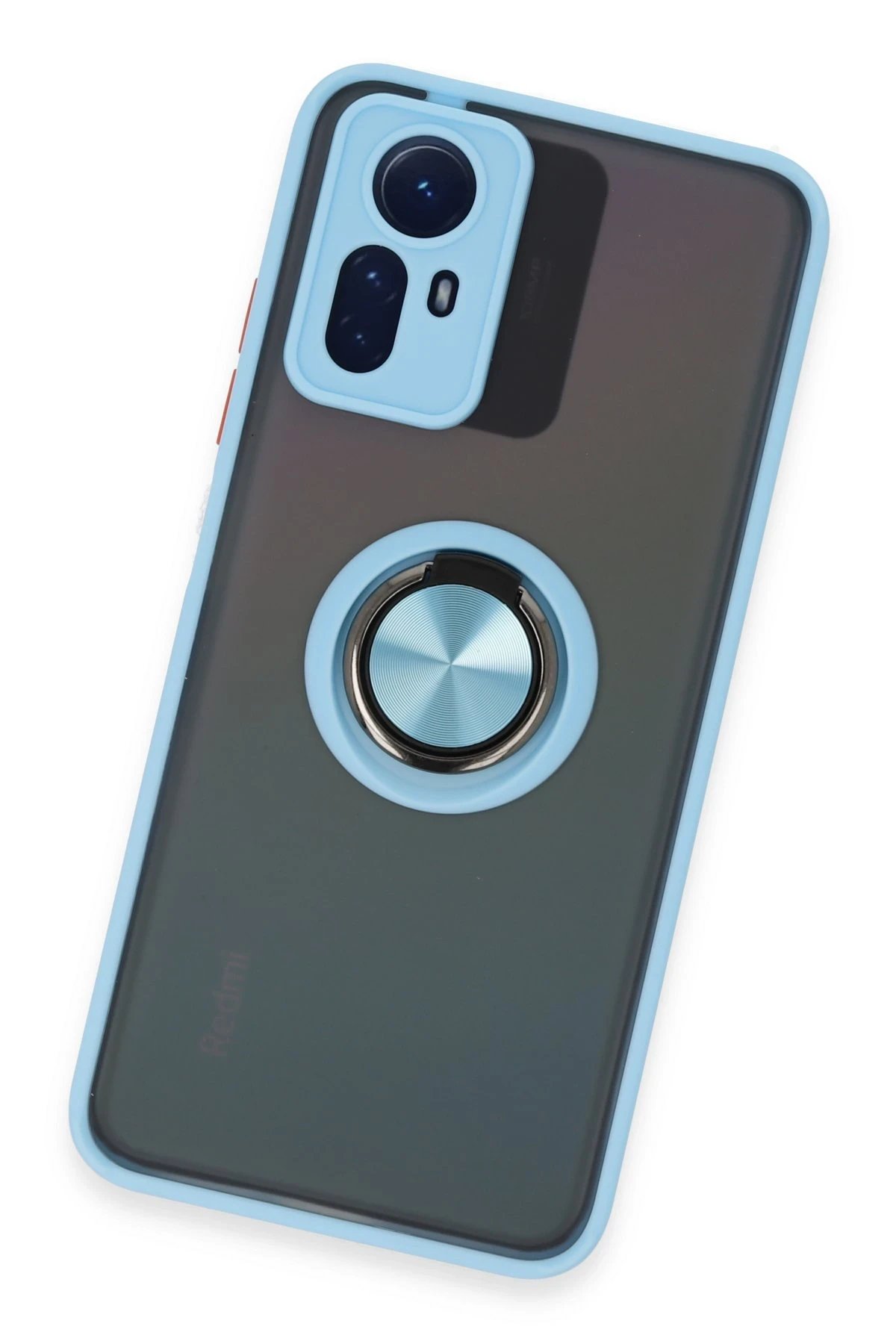 Newface Xiaomi Redmi Note 12S Kılıf Montreal Yüzüklü Silikon Kapak - Buz Mavi