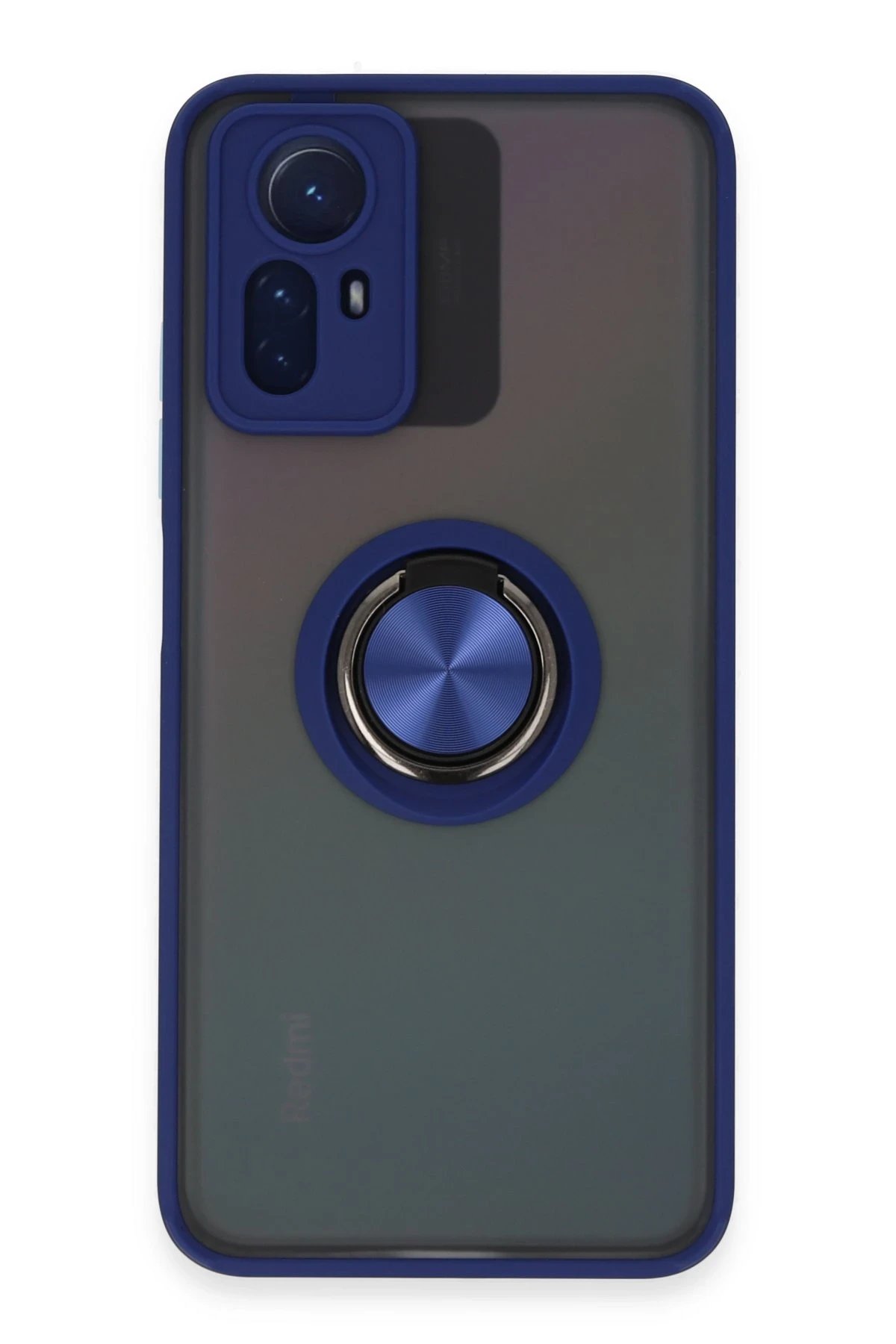 Newface Xiaomi Redmi Note 12S Kılıf Montreal Yüzüklü Silikon Kapak - Lacivert