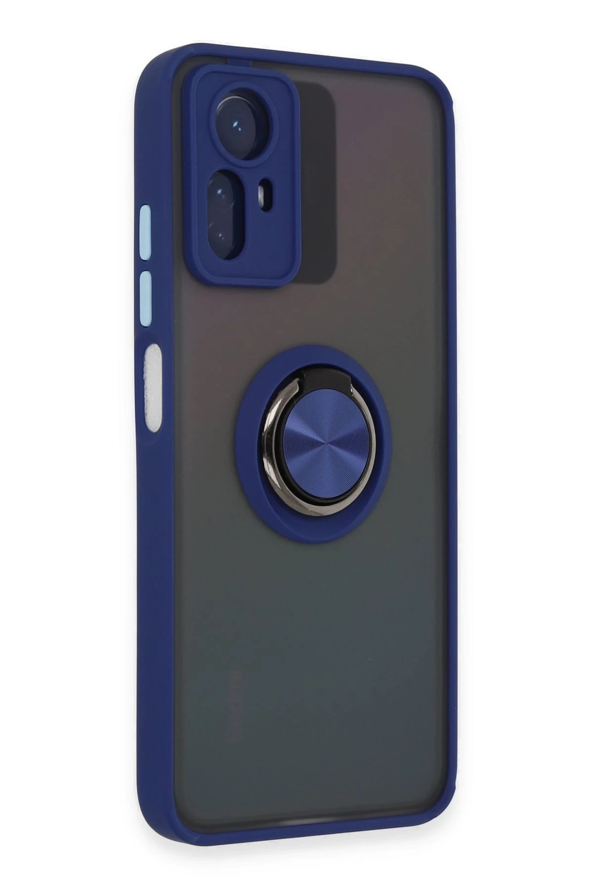 Newface Xiaomi Redmi Note 12S Kılıf Montreal Yüzüklü Silikon Kapak - Lacivert