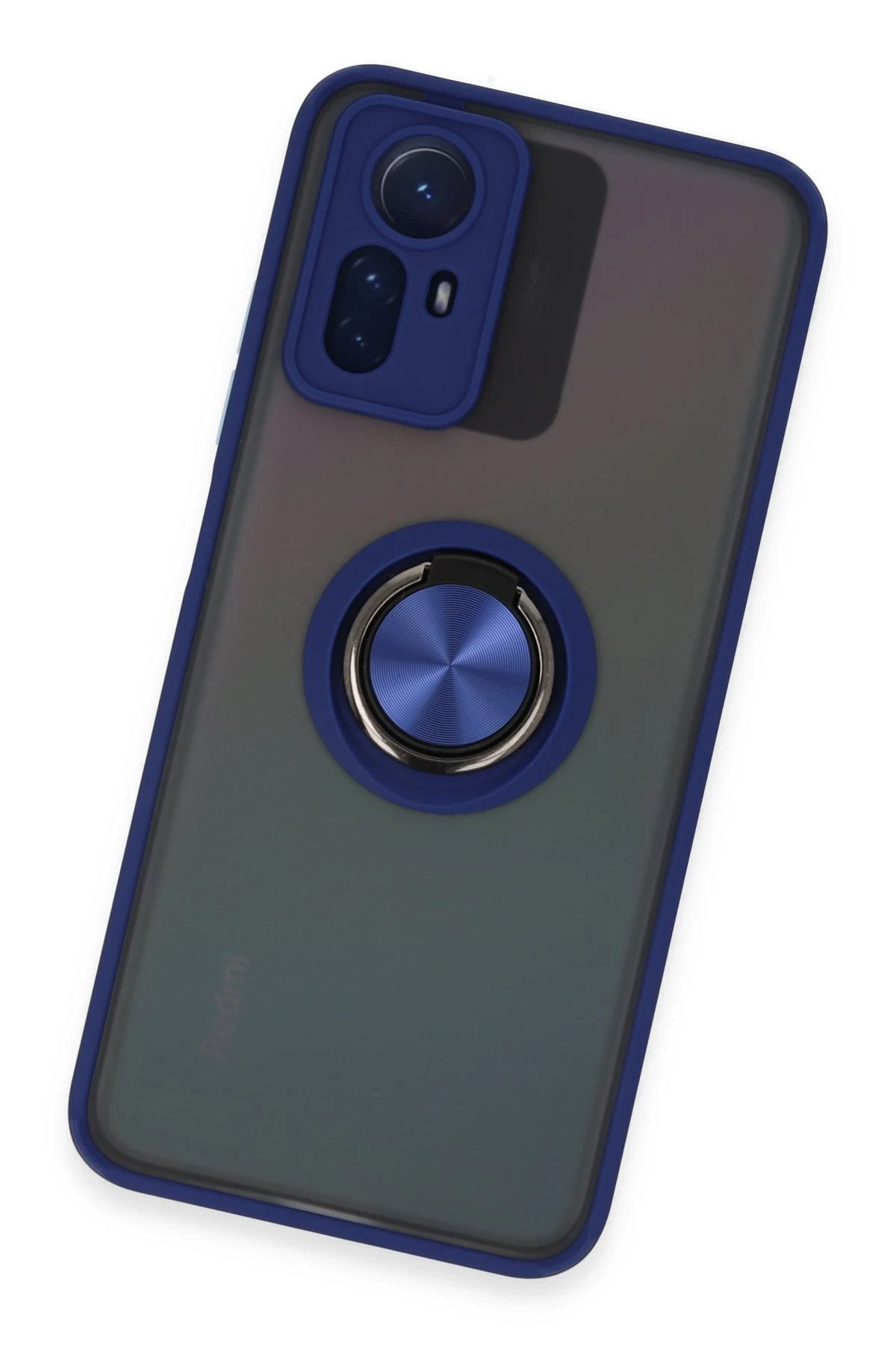 Newface Xiaomi Redmi Note 12S Kılıf Montreal Yüzüklü Silikon Kapak - Lacivert