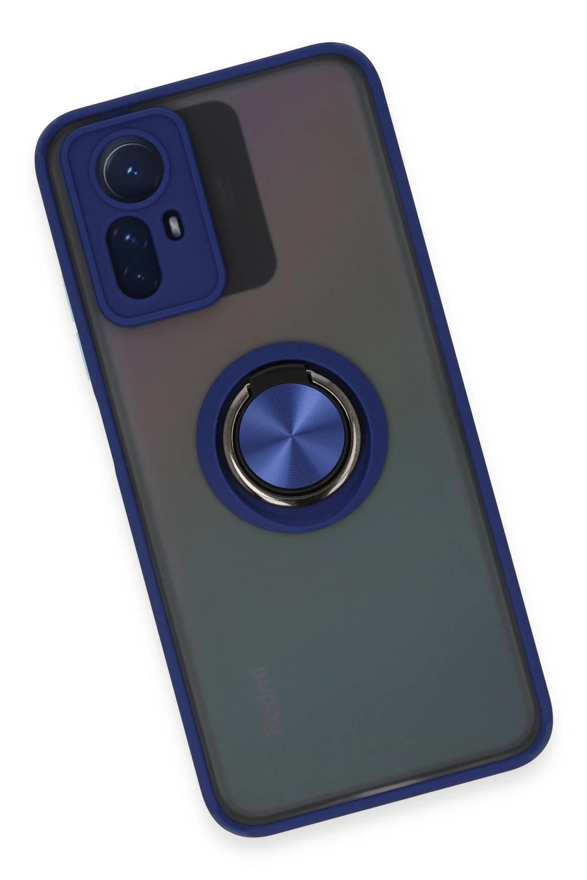 Newface Xiaomi Redmi Note 12S Kılıf Montreal Yüzüklü Silikon Kapak - Lacivert