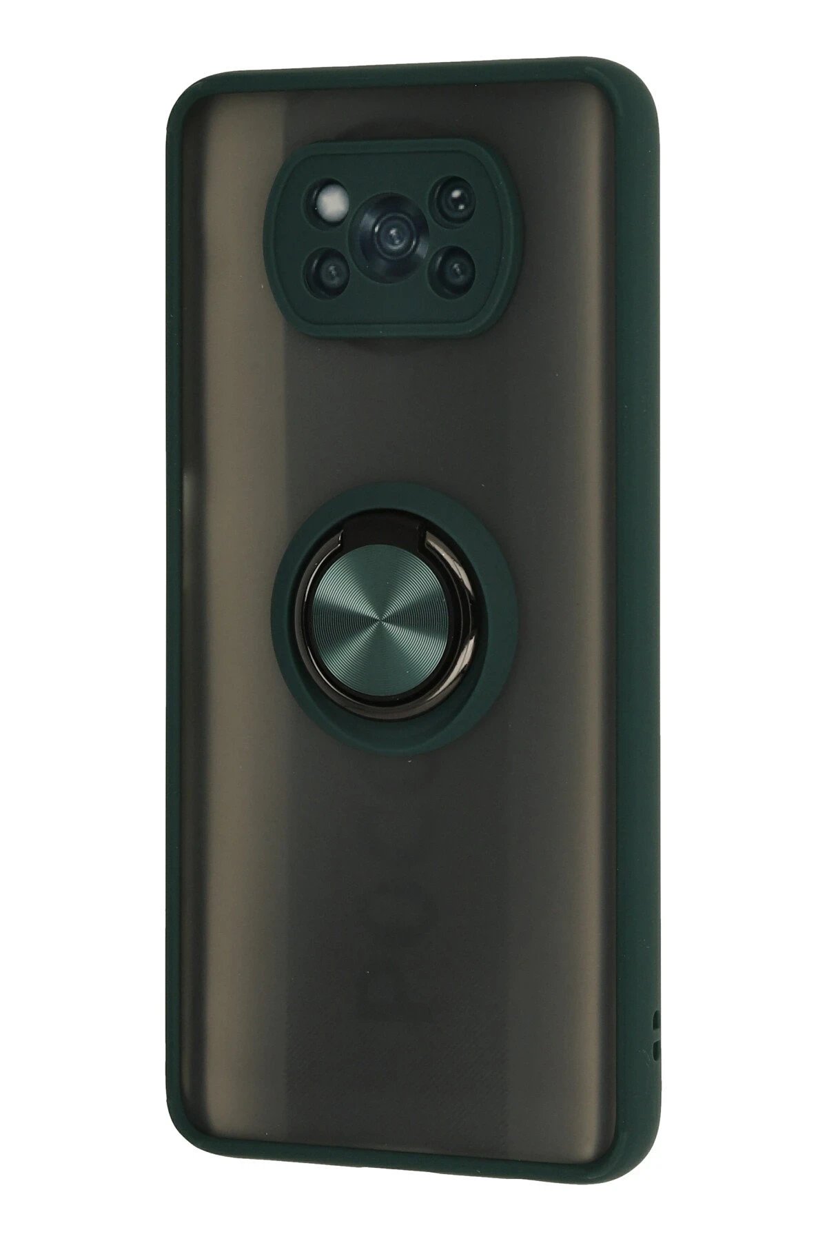 Newface Xiaomi Pocophone X3 Kılıf Montreal Yüzüklü Silikon Kapak - Yeşil