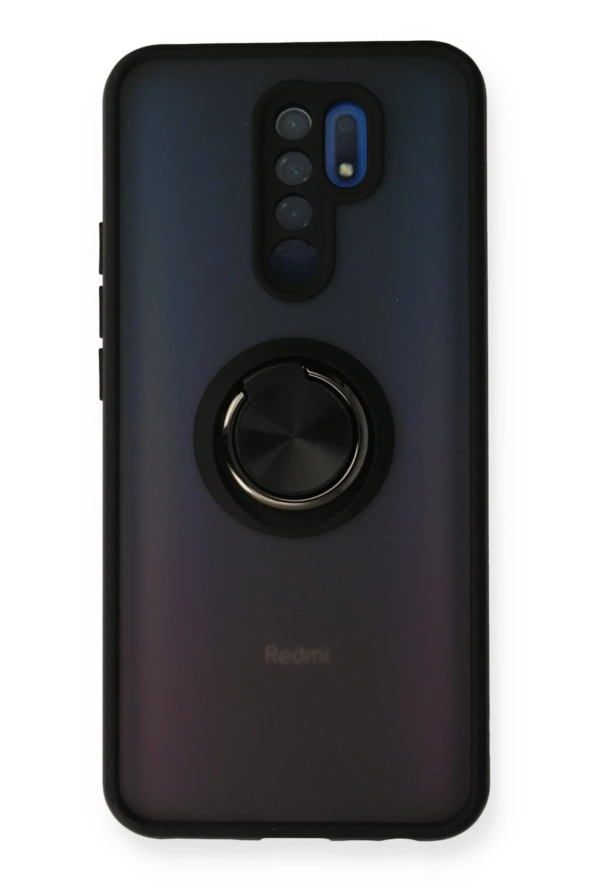 Newface Xiaomi Redmi 9 Kılıf Montreal Yüzüklü Silikon Kapak - Siyah