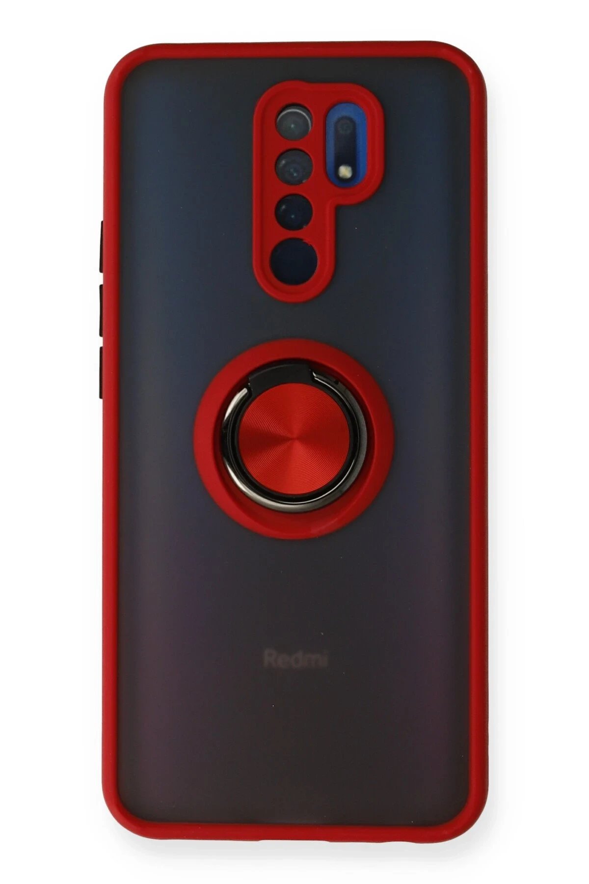 Newface Xiaomi Redmi 9 Kılıf Montreal Yüzüklü Silikon Kapak - Kırmızı