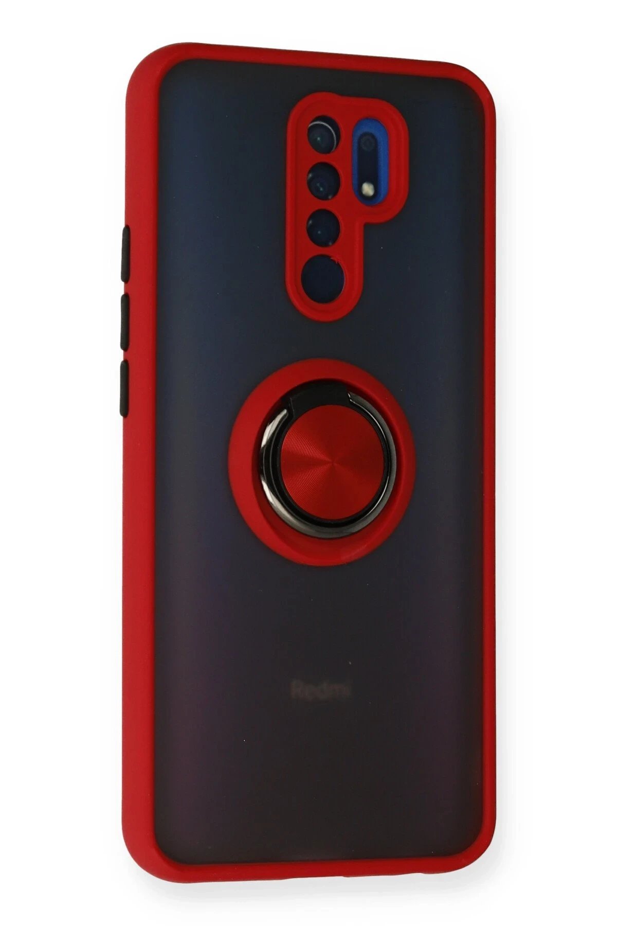 Newface Xiaomi Redmi 9 Kılıf Montreal Yüzüklü Silikon Kapak - Kırmızı