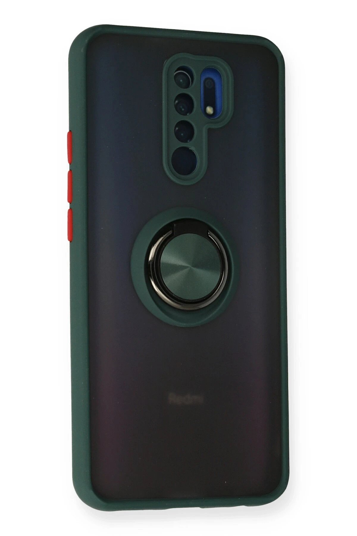 Newface Xiaomi Redmi 9 Kılıf Montreal Yüzüklü Silikon Kapak - Yeşil