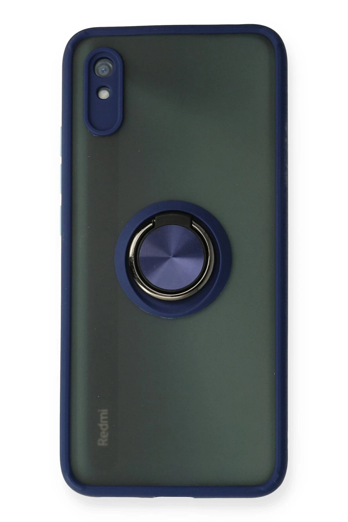 Newface Xiaomi Redmi 9A Kılıf Montreal Yüzüklü Silikon Kapak - Lacivert