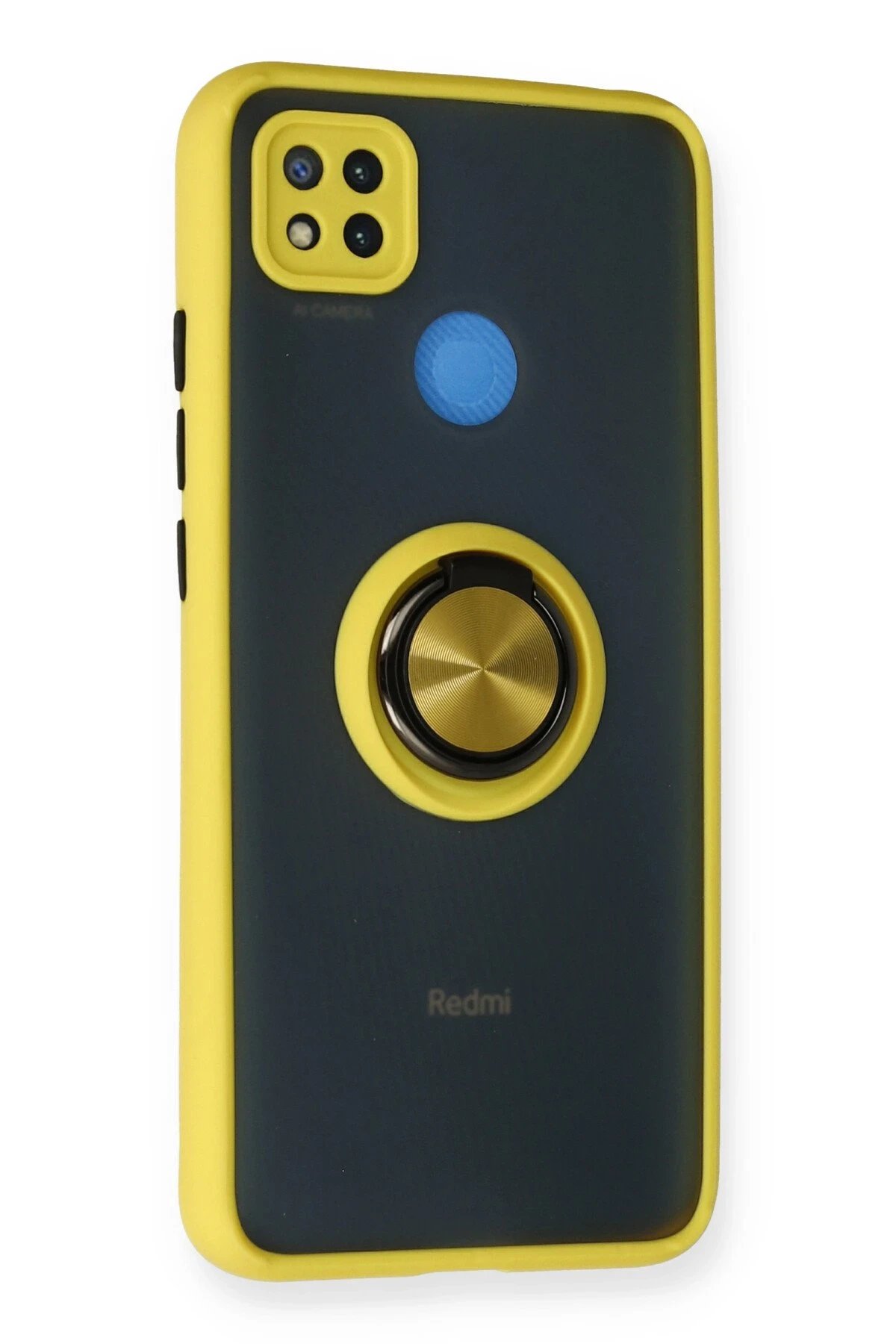 Newface Xiaomi Redmi 9C Kılıf Montreal Yüzüklü Silikon Kapak - Sarı