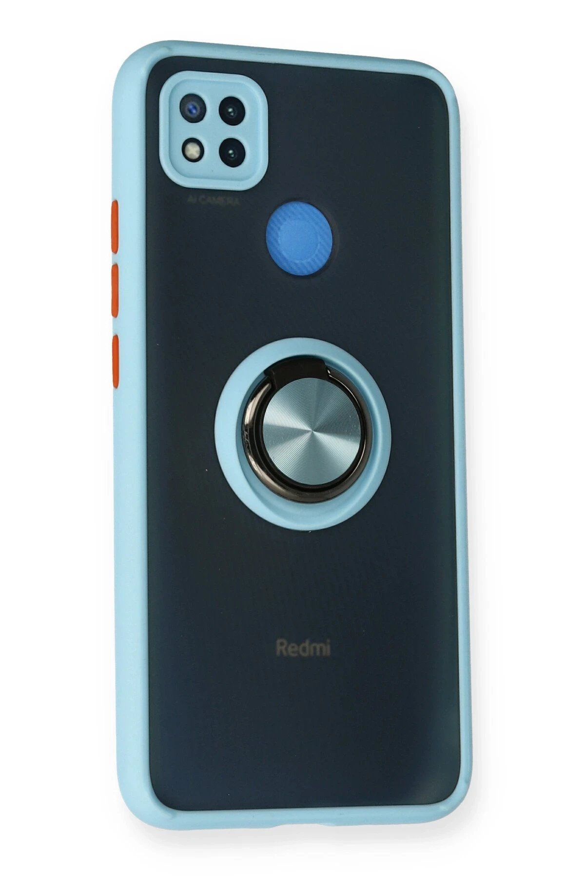 Newface Xiaomi Redmi 9C Kılıf Montreal Yüzüklü Silikon Kapak - Buz Mavi