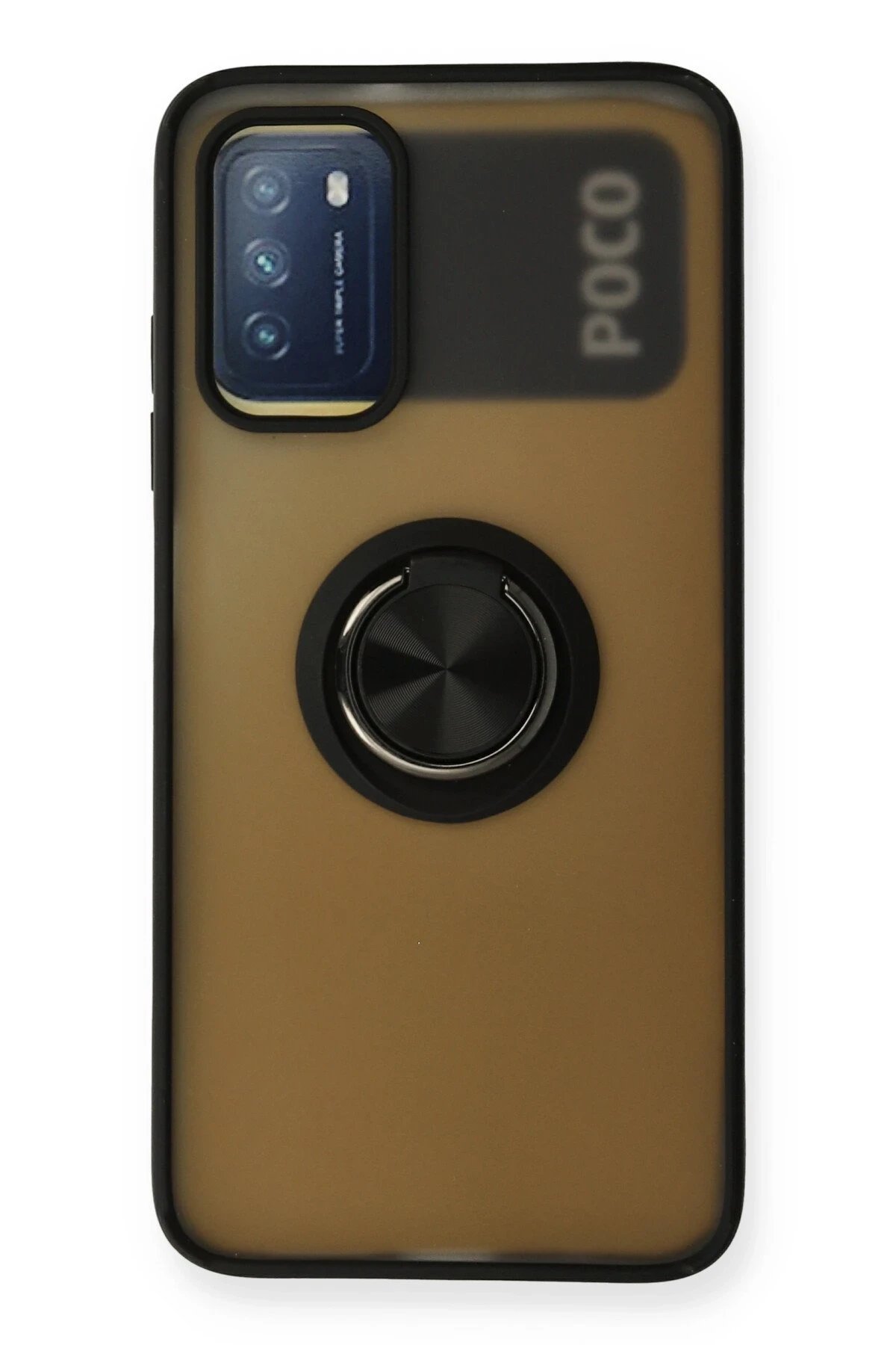 Newface Xiaomi Redmi 9T Kılıf Montreal Yüzüklü Silikon Kapak - Siyah