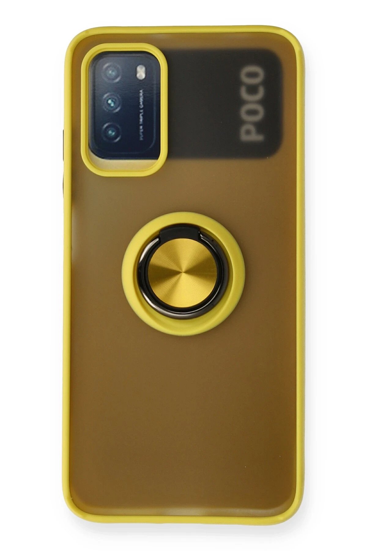 Newface Xiaomi Redmi 9T Kılıf Montreal Yüzüklü Silikon Kapak - Sarı