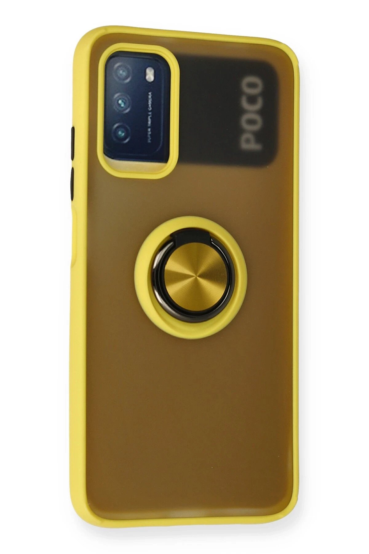 Newface Xiaomi Redmi 9T Kılıf Montreal Yüzüklü Silikon Kapak - Sarı