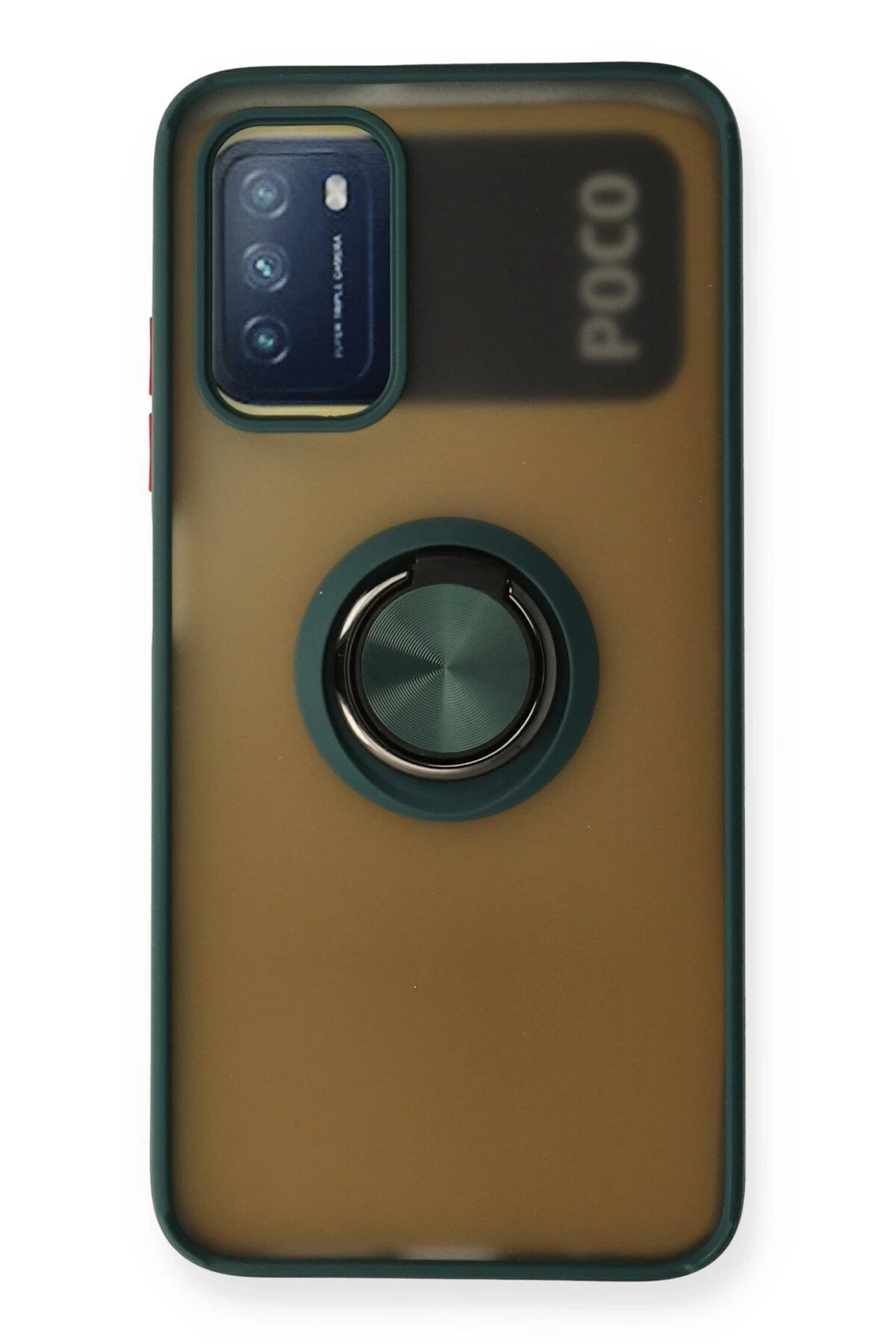 Newface Xiaomi Redmi 9T Kılıf Montreal Yüzüklü Silikon Kapak - Yeşil