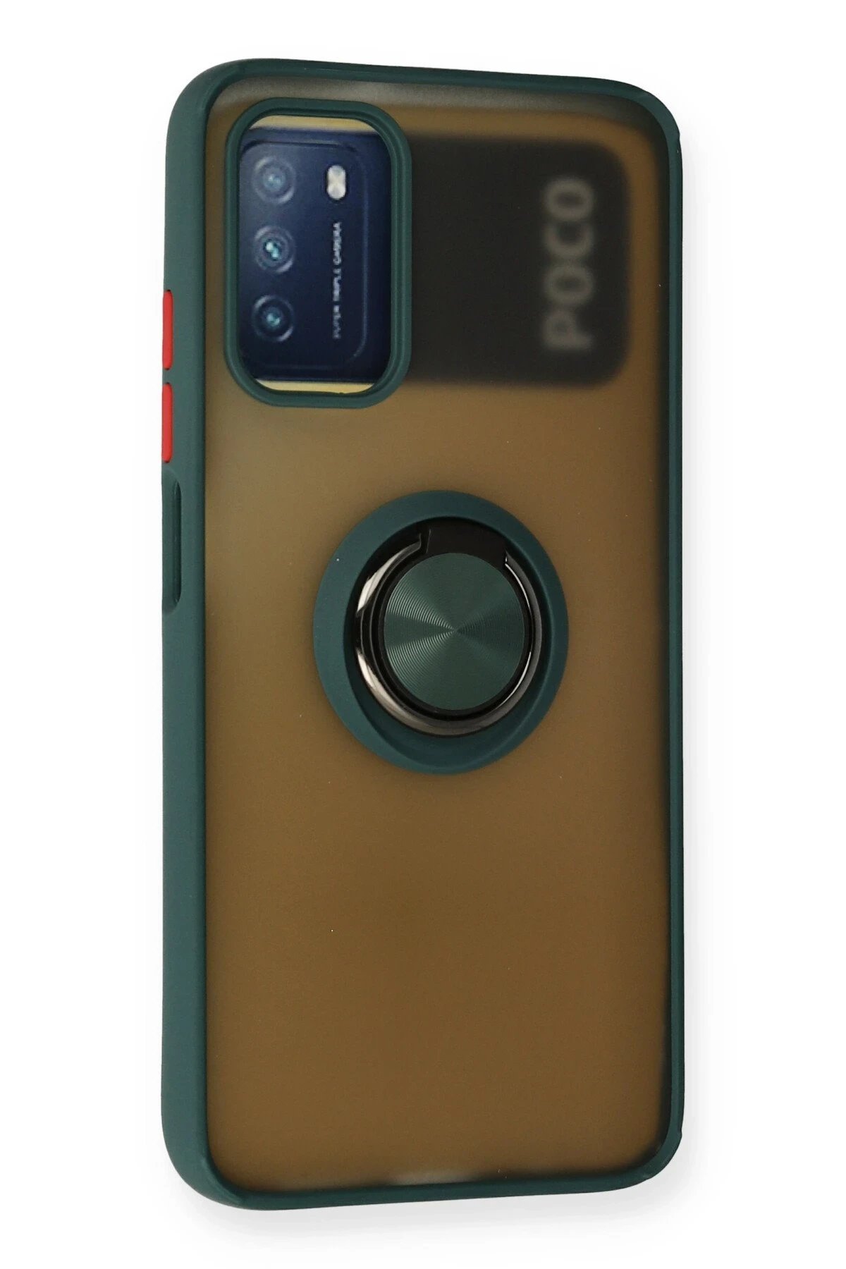 Newface Xiaomi Redmi 9T Kılıf Montreal Yüzüklü Silikon Kapak - Yeşil