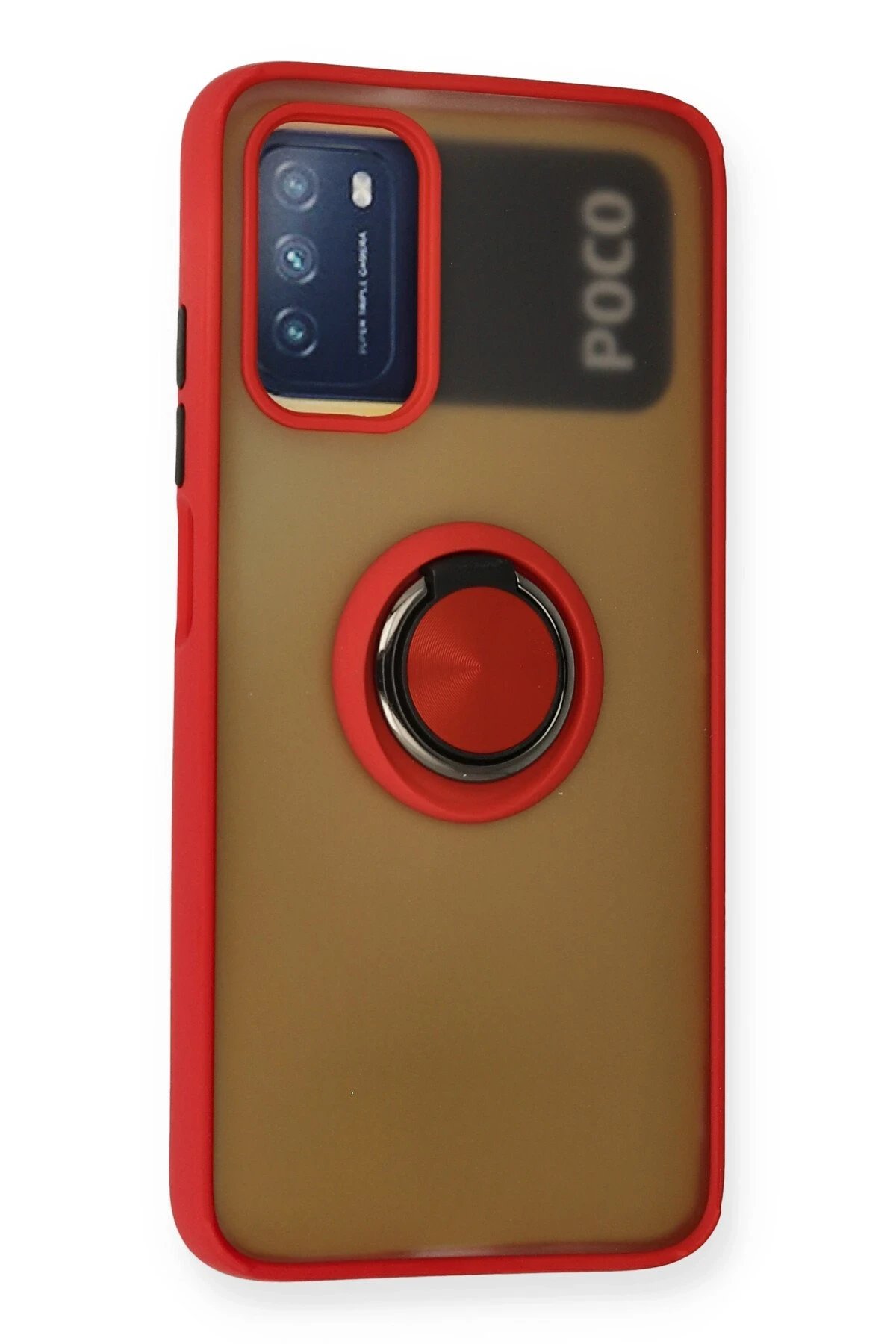 Newface Xiaomi Redmi 9T Kılıf Montreal Yüzüklü Silikon Kapak - Kırmızı