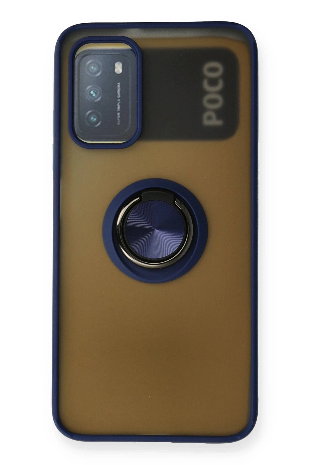 Newface Xiaomi Redmi 9T Kılıf Montreal Yüzüklü Silikon Kapak - Lacivert