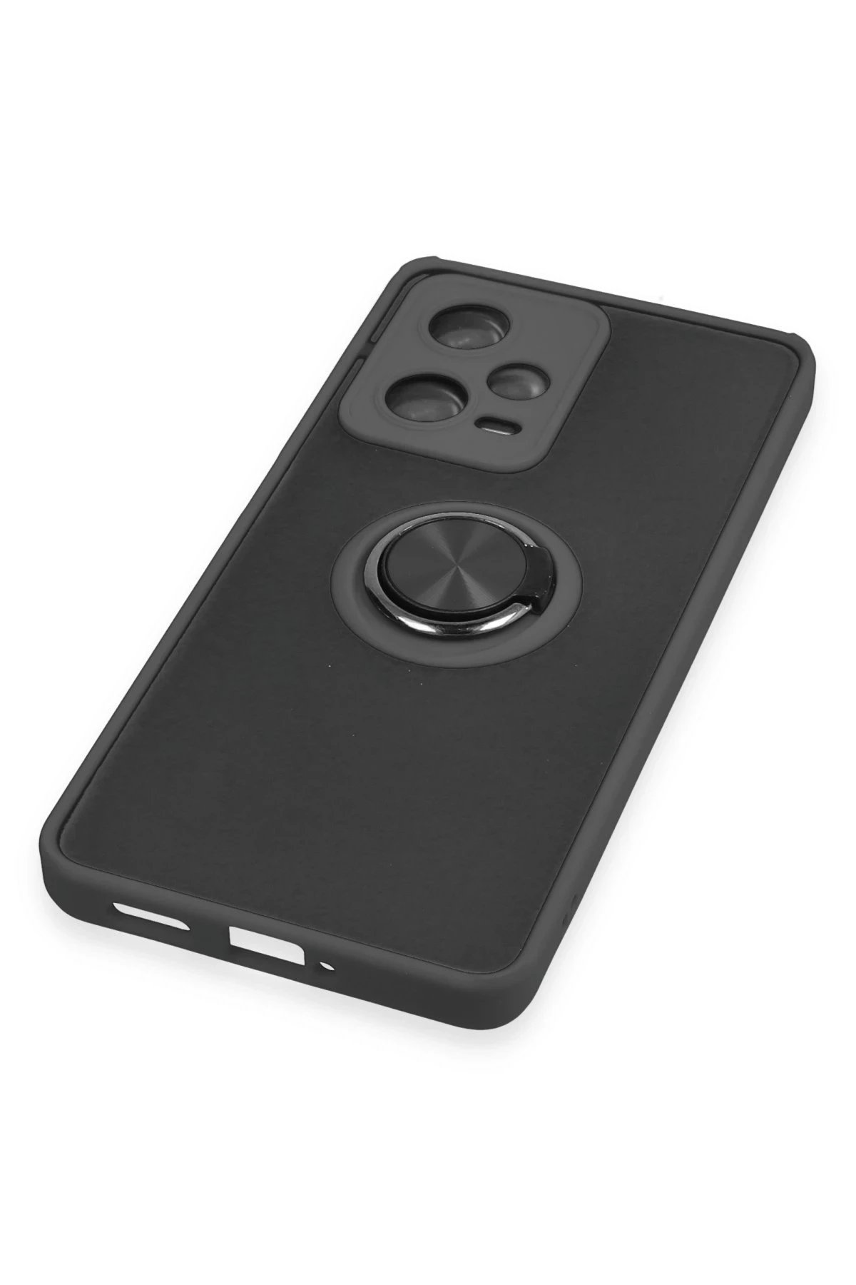 Newface Xiaomi Redmi Note 12 5G Kılıf Montreal Yüzüklü Silikon Kapak - Siyah