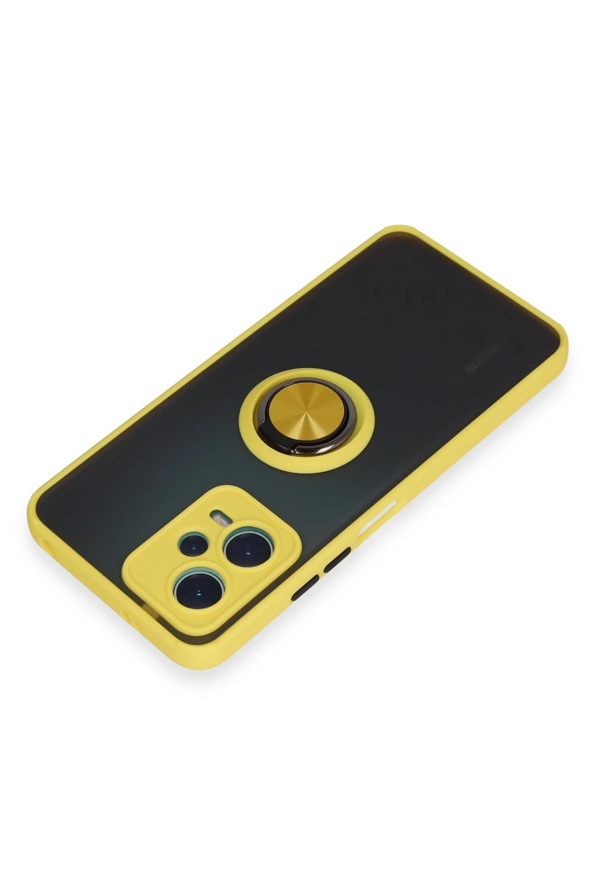 Newface Xiaomi Redmi Note 12 5G Kılıf Montreal Yüzüklü Silikon Kapak - Sarı