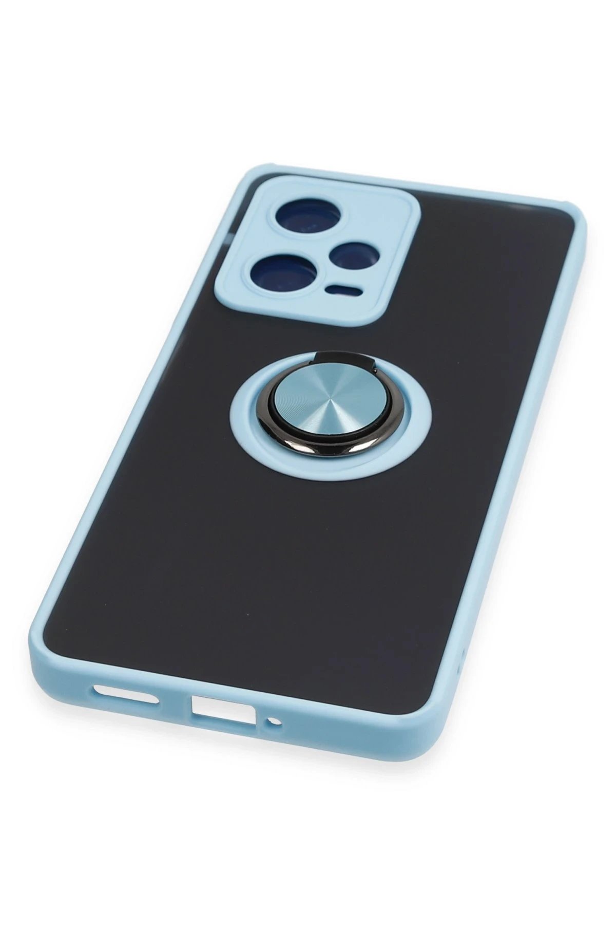 Newface Xiaomi Redmi Note 12 5G Kılıf Montreal Yüzüklü Silikon Kapak - Buz Mavi