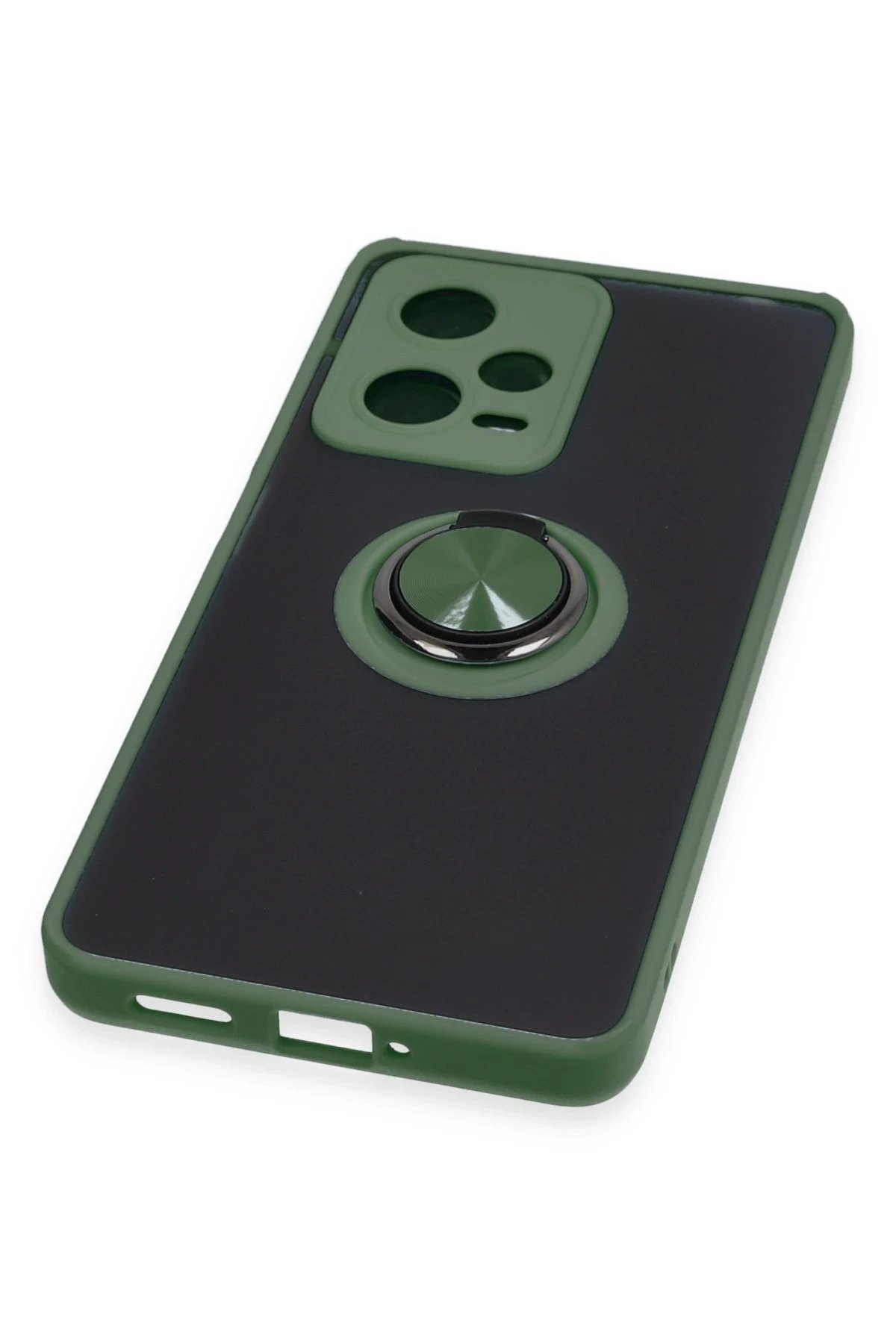 Newface Xiaomi Redmi Note 12 5G Kılıf Montreal Yüzüklü Silikon Kapak - Yeşil