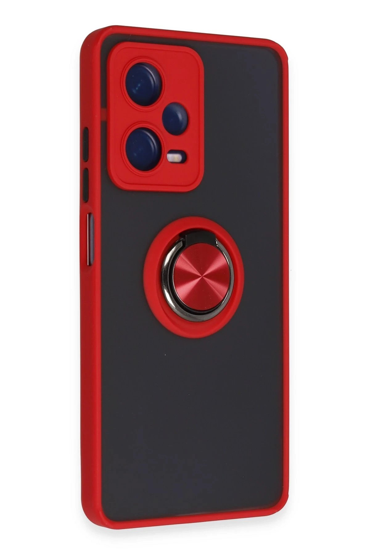 Newface Xiaomi Redmi Note 12 5G Kılıf Montreal Yüzüklü Silikon Kapak - Kırmızı