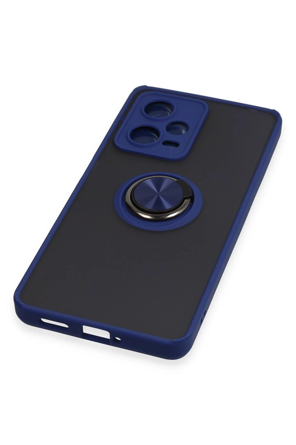 Newface Xiaomi Redmi Note 12 5G Kılıf Montreal Yüzüklü Silikon Kapak - Lacivert