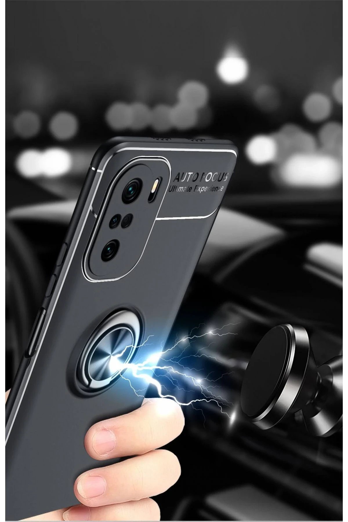 Newface Xiaomi Poco F3 Kılıf Range Yüzüklü Silikon - Mavi