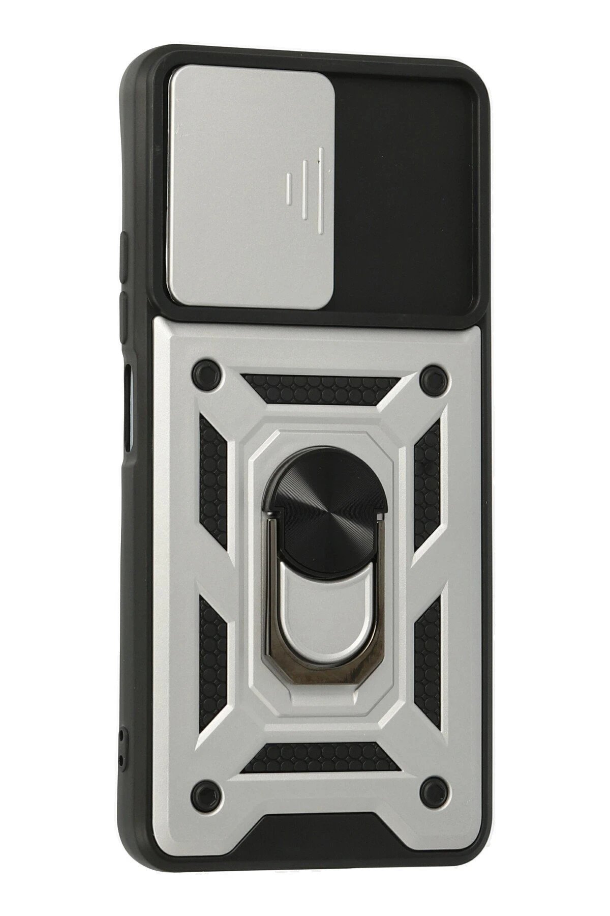 Newface Xiaomi Poco F3 Kılıf Pars Lens Yüzüklü Silikon - Gümüş