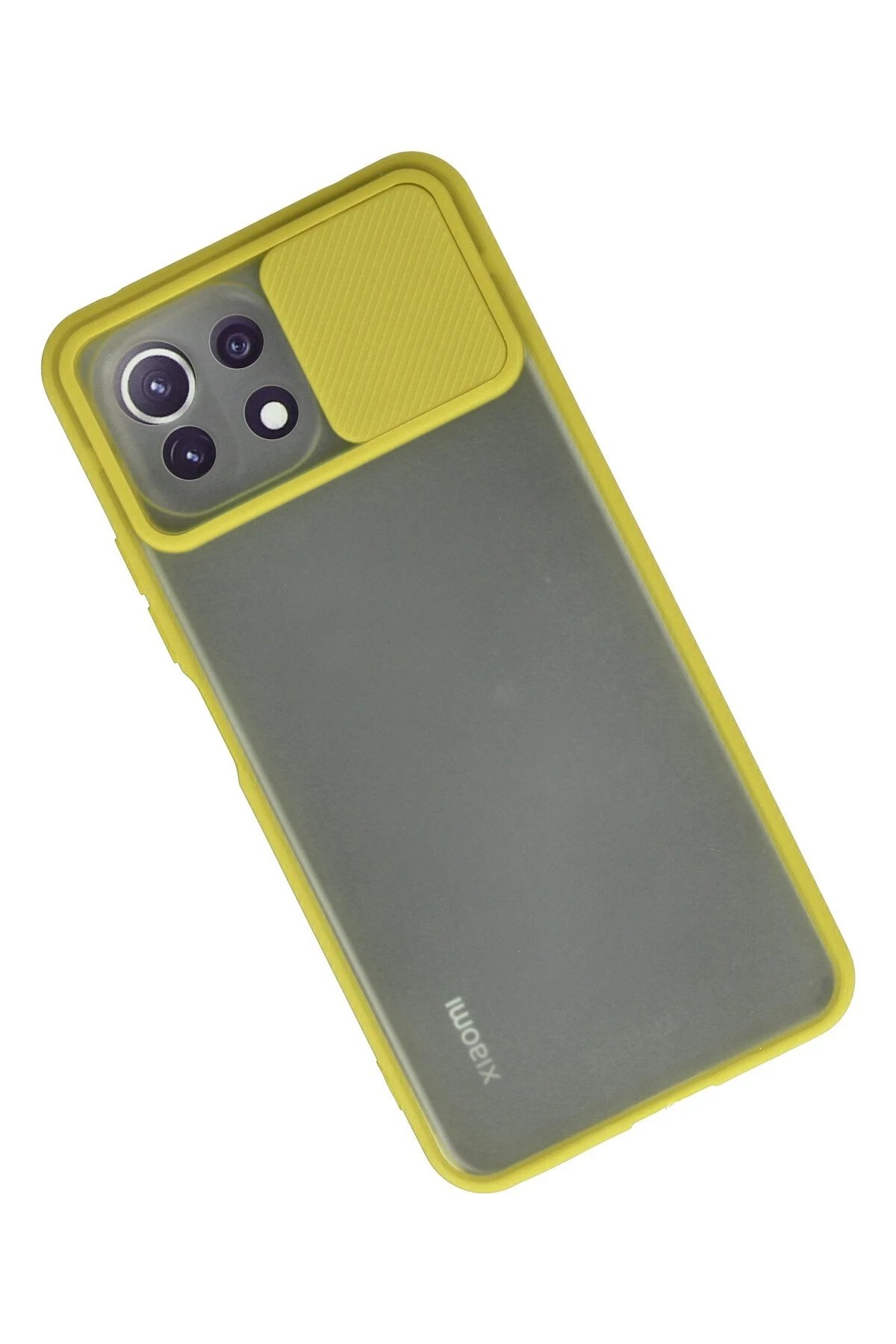 Newface Xiaomi Mİ 11 Lite Kılıf Palm Buzlu Kamera Sürgülü Silikon - Sarı